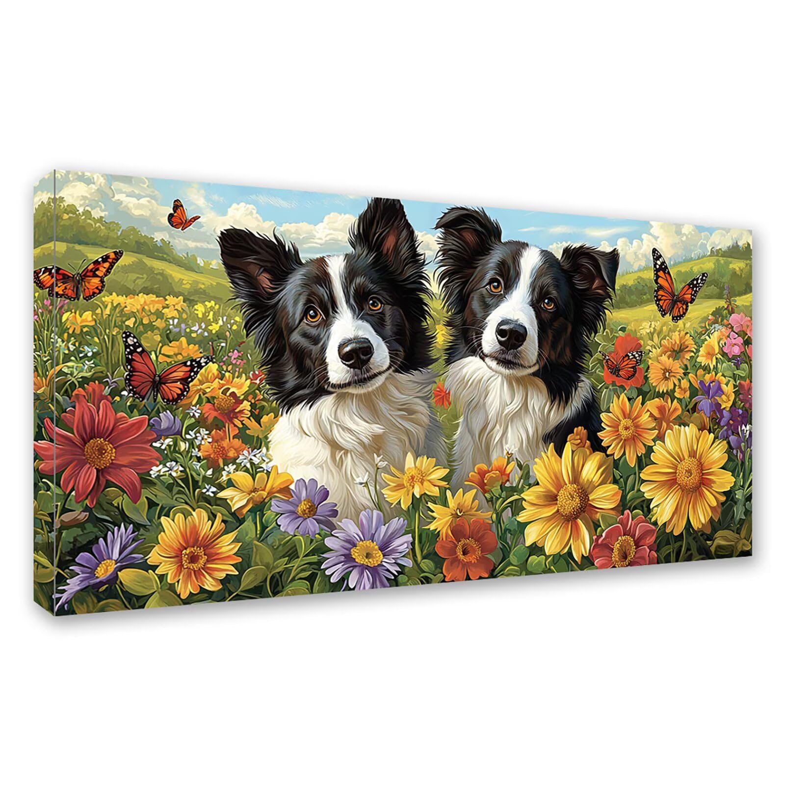 Diamond Painting Adultos Perro Pintura Diamante, Flor Diamond Painting 5D Completo, DIY Cuadrado Cristal Bordado Punto de Cruz Cuadros de Diamantes para Decoracion Hogar, Regalo Mujer 160x80cm 0J-292