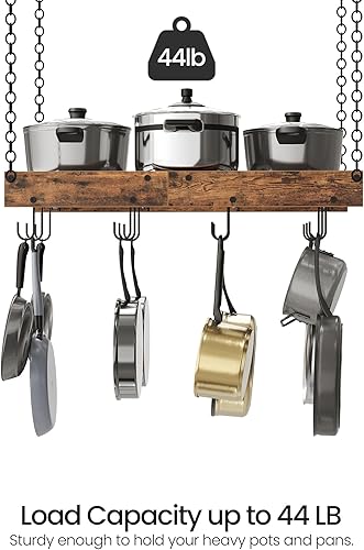 Miniatura 3 de TPR01BF - Perchero colgante para ollas, colgadores vintage para cocina, estante para ollas y sartenes con 12 ganchos en forma de S, para