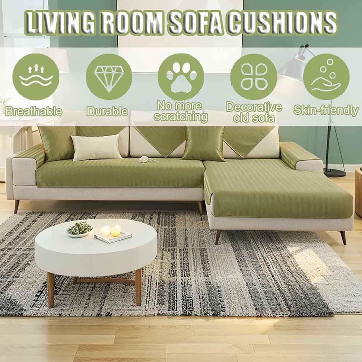 Funda de sofá en forma de L, tacto fresco con silicona antideslizante, apta para mascotas, antimanchas, para perros y gatos, duradera y elegante protector de muebles