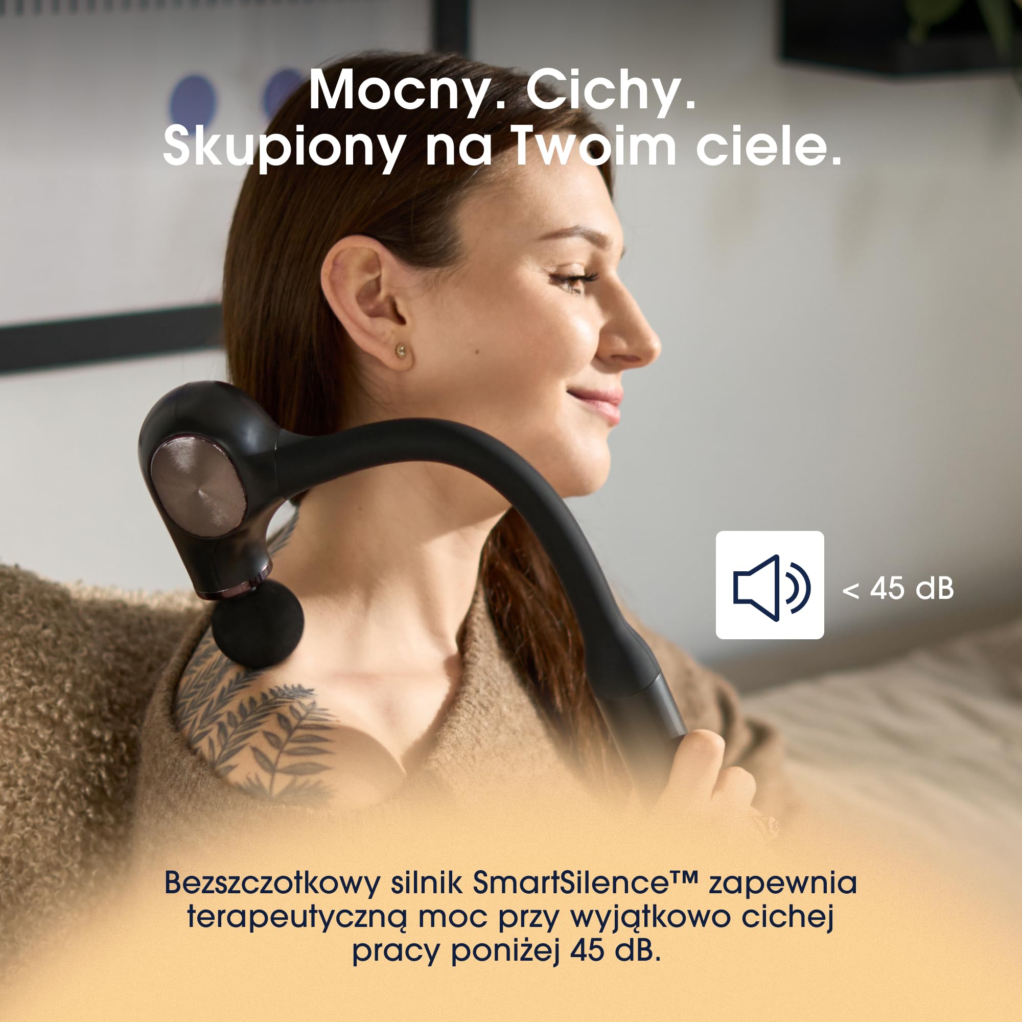 ZENT ErgoSense Inteligentny masażer pleców bezprzewodowy - Masaż wibracyjny dla karku, ramion, łydek, 5 poziomów intensywności, 4 Końcówki w zestawie, Cichy silnik bezszczotkowy, Wytrzymała bateria