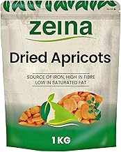 Zeina Dried Apricots with Natural Source of Iron & High in Fibre (1Kg) - Gluten Free & Peanut/Sesame Free, for Vegan Diet