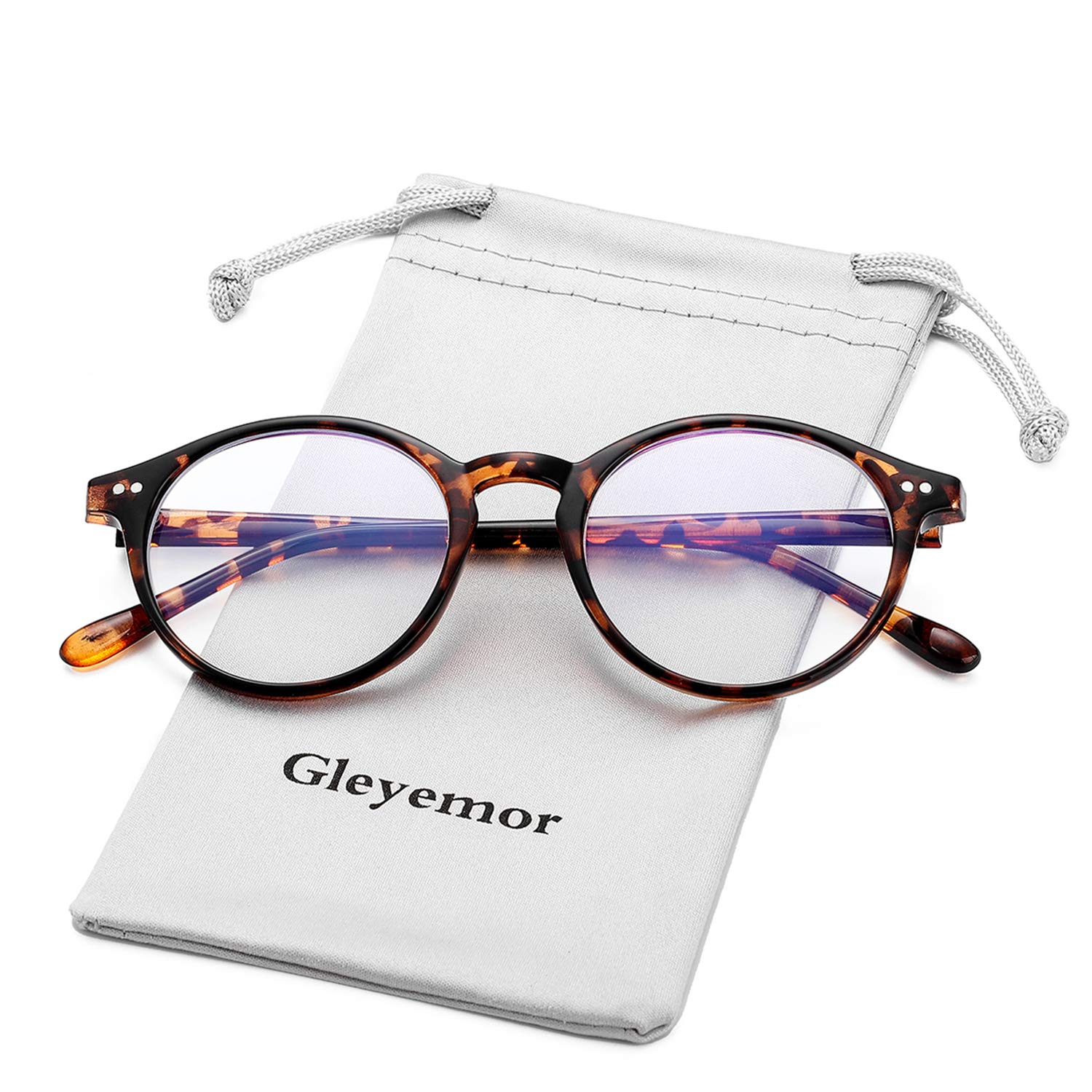 Gleyemor Blue Light Glasses for Men Women Vintage Round Frame Computer Eyeglasses