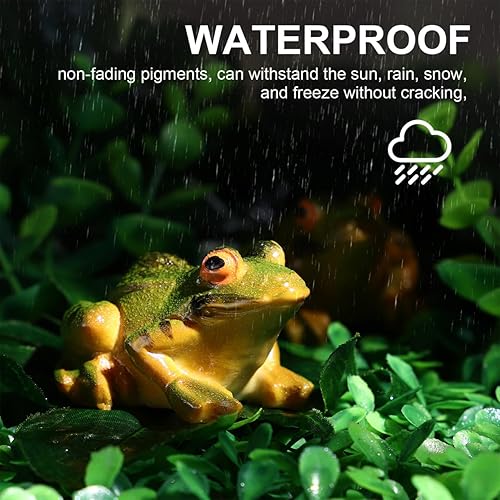 Miniatura 7 de VOSAREA 2 piezas de estatua de rana mini rana de resina de animales para decoración interior y exterior para jardín, patio, micro paisaje, adornos