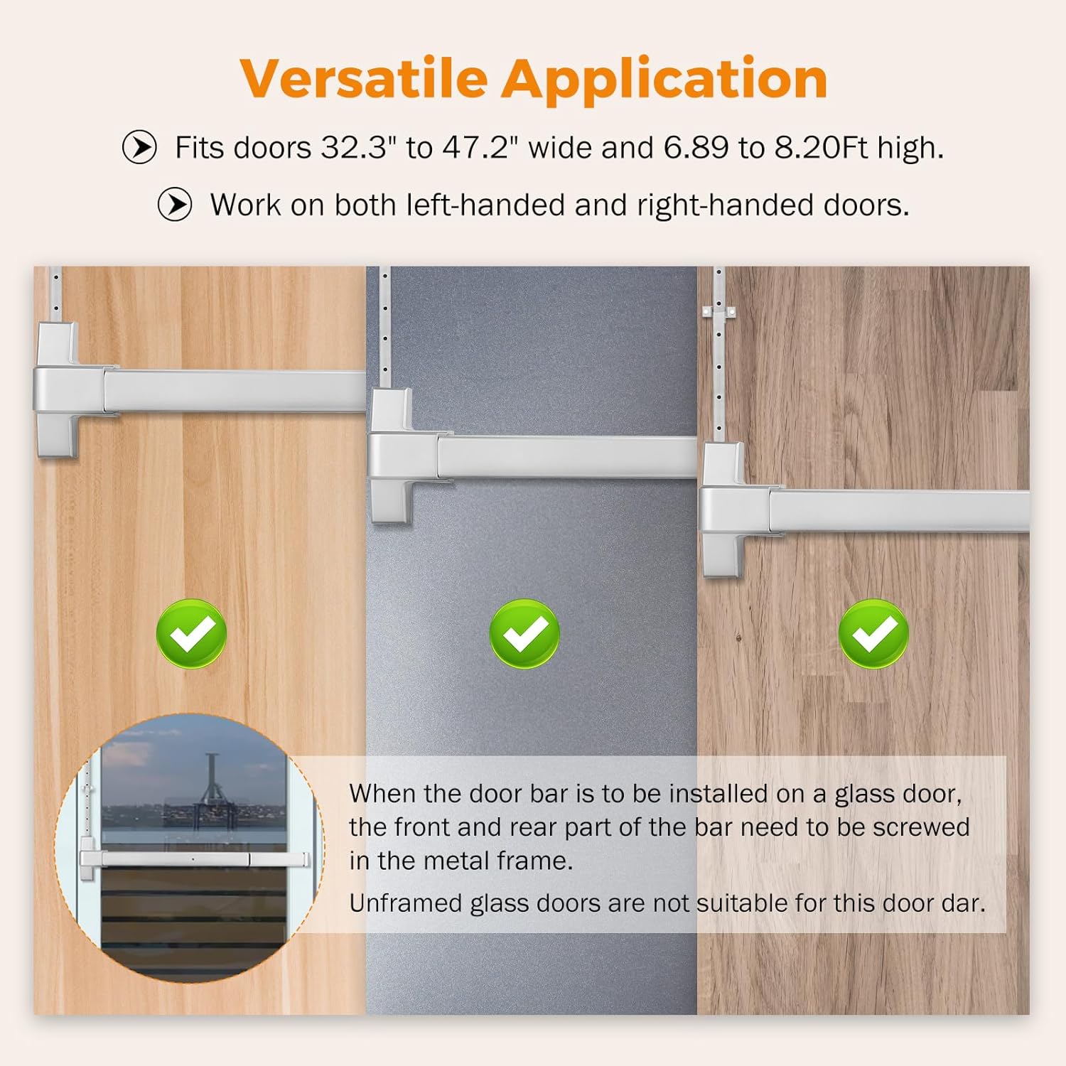 BEAMNOVA Vertical Rod Door Panic Bar Exit Device 32 Inch Commercial Door Push Bar Lock Set Emergency Gate Roller Strike Plate End Cap Metal Parts Accessories, Metallic