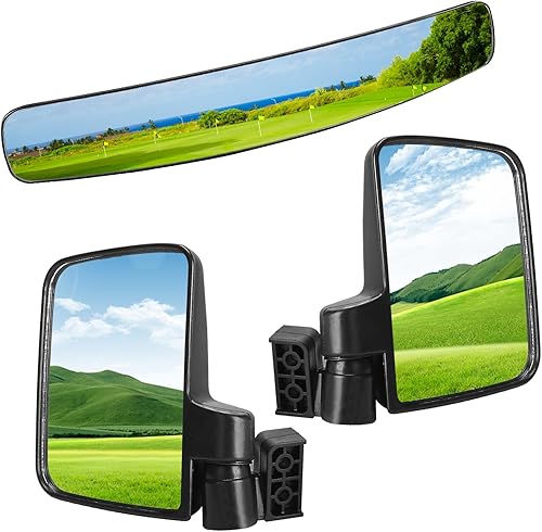 Miniatura 8 de Roykaw Espejo retrovisor lateral plegable sin perforaciones para carrito de golf y espejo retrovisor convexo de 180 grados compatible con EZGO, Club