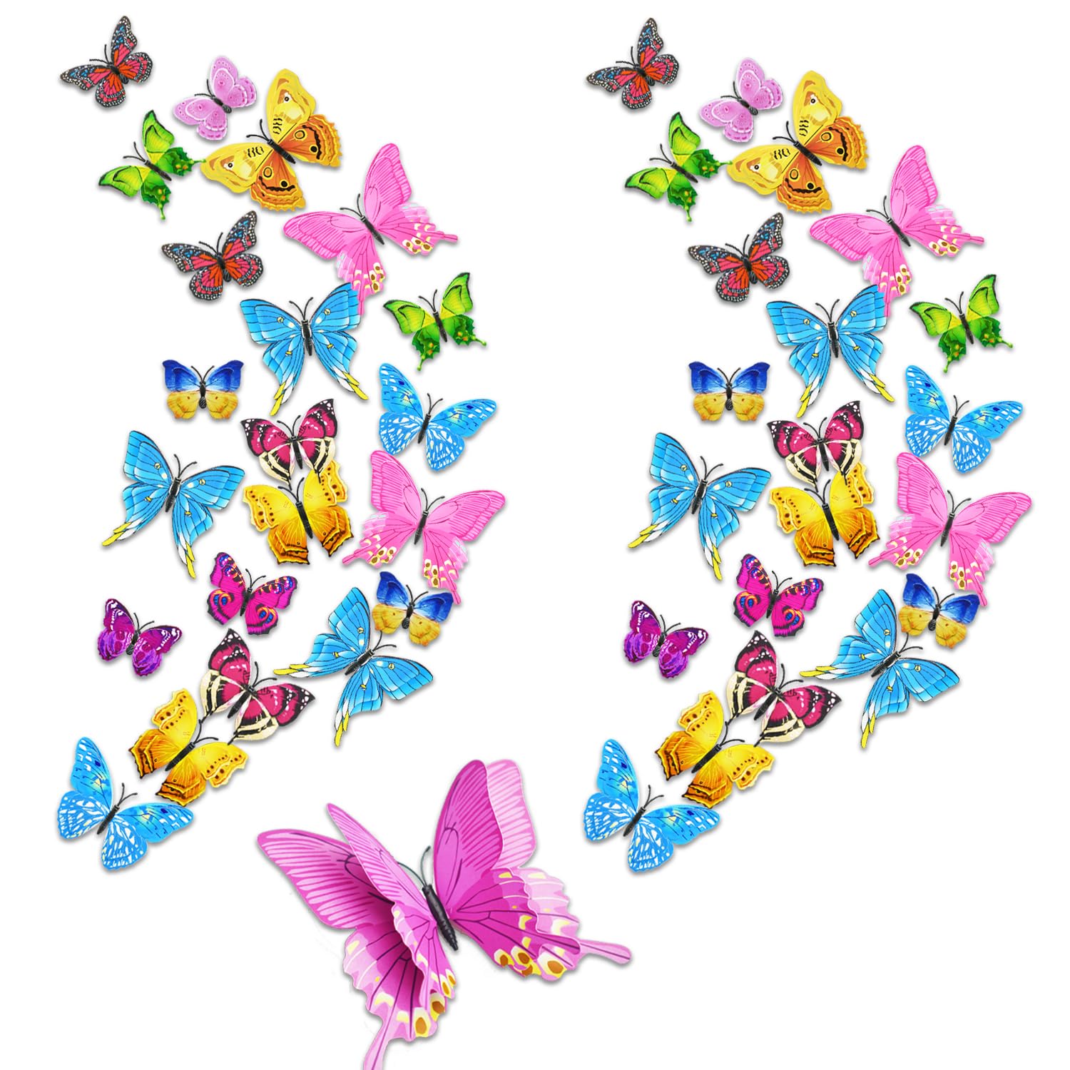 24 Stück Schmetterling Deko,3d Sticker Wandtattoo Schmetterlinge,Klebebilder für die Wand,Wandsticker Wandaufkleber Butterfly Dekoration Abnehmbare Heimdeko Kinderzimmer Schlafzimmer Kühlschrank