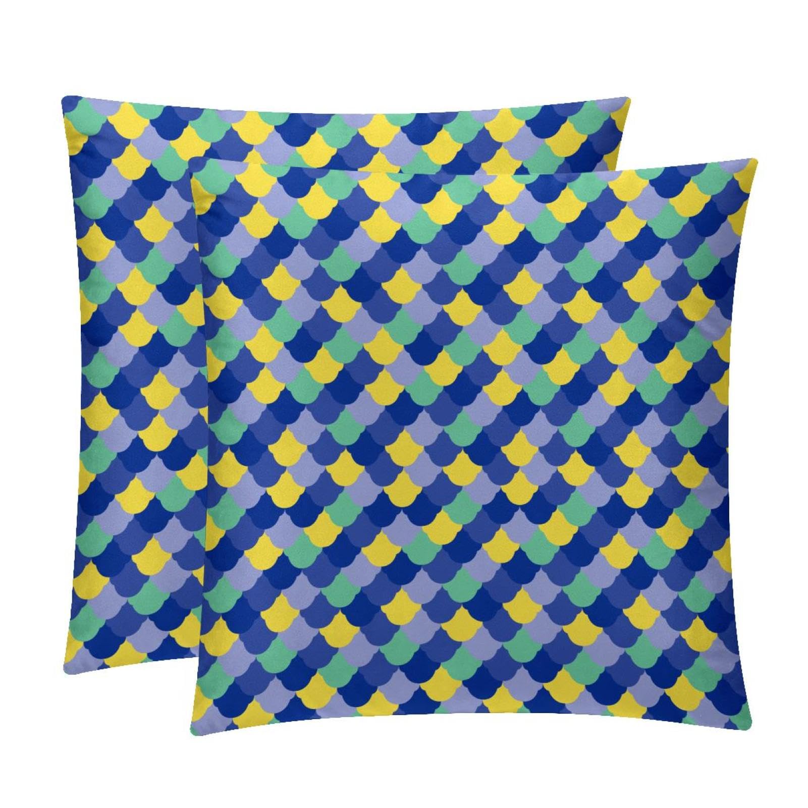 TDGKPZ Fish Scale Throw Pillow Covers 2 Pack Pillowcases Soft Cozy Pillow Cases For Couch Bed Sofa 45x45cm