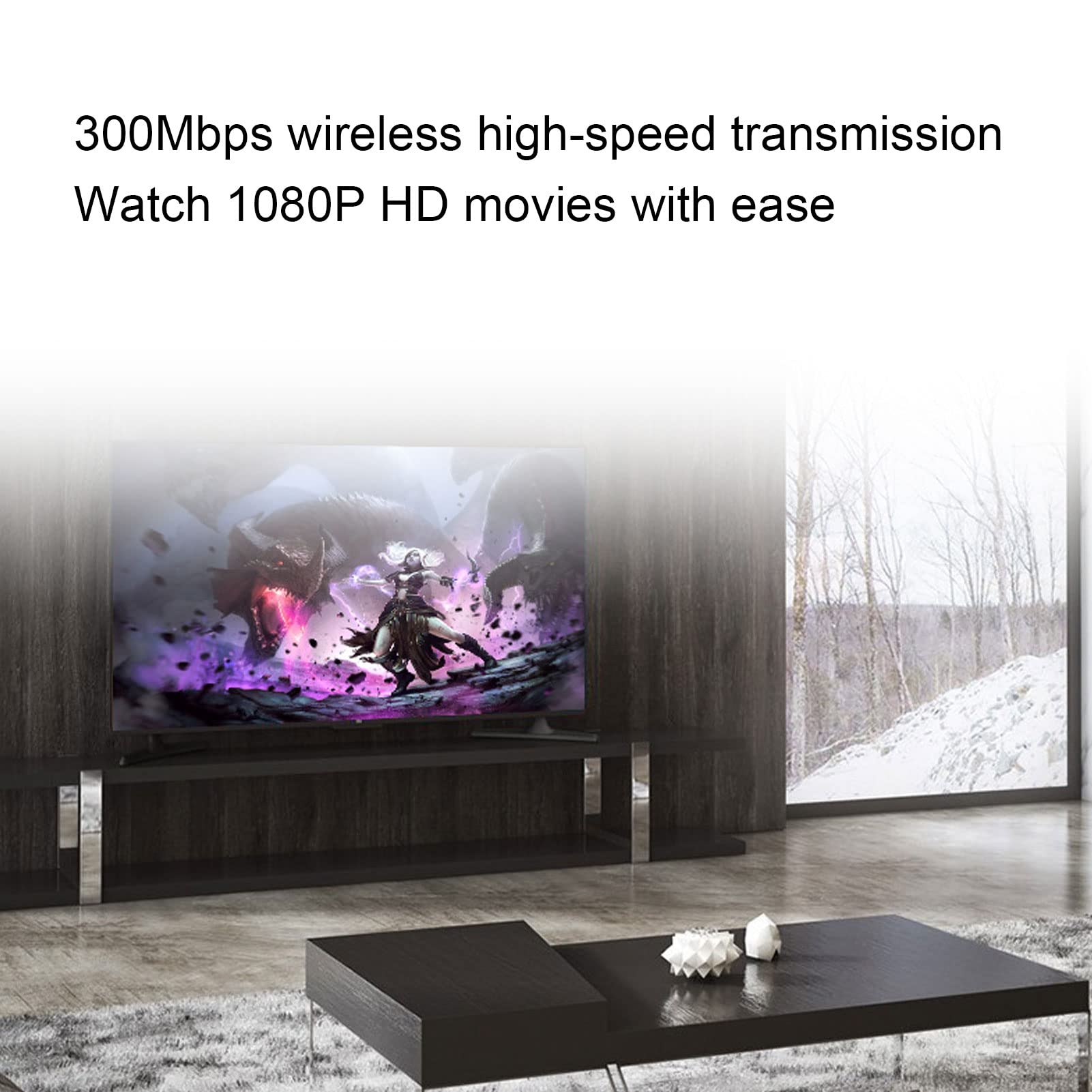 Adattatore WiFi USB, Adattatore di Rete Wireless, Trasmissione ad Alta Velocità 300 Mbps, Ampia Copertura, Scheda di Rete Wireless USB Multifunzione per TV, Console di Gioco e Stampanti