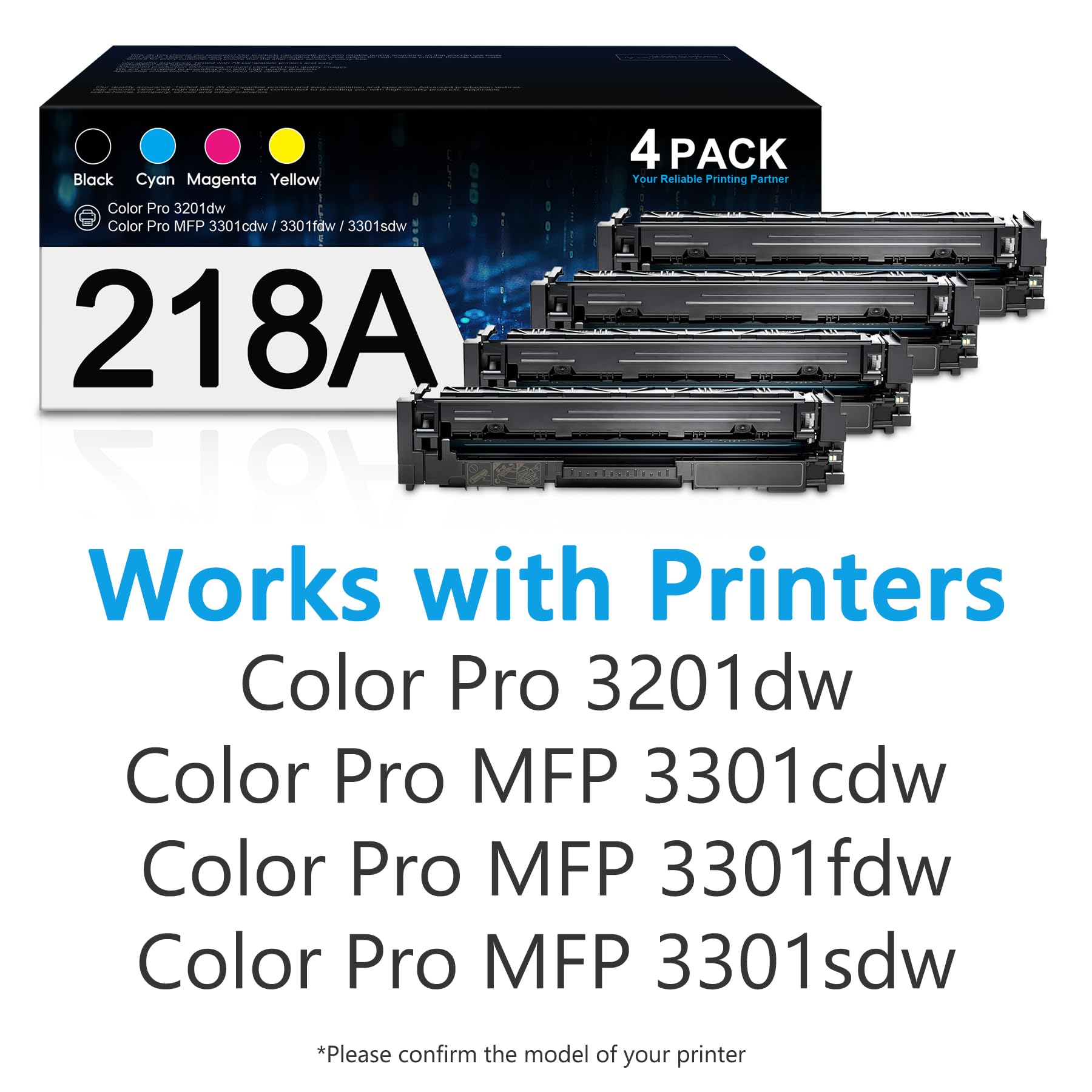 218A Toner Cartridges 4 Pack 3201dw 3201dw with Chip Replacement