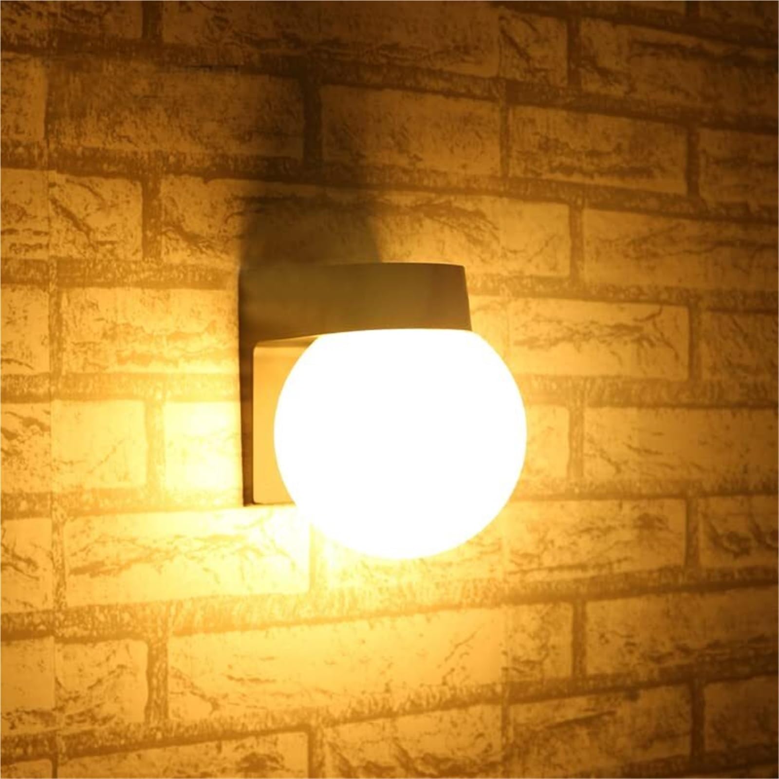 Khukhu Black Base(3W) 15W Led Outdoor Light Fixture Terrace Wall Lanterns Lamp E27 Bulb,Waterproof Exterior Wall Sconce Lamp,Pmma Milky White Lampshade(,3000K)