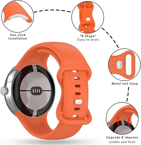 Miniatura 9 de Correa compatible con Google Pixel Watch de silicona suave, correa de repuesto para reloj inteligente Google Pixel Watch 21, accesorios