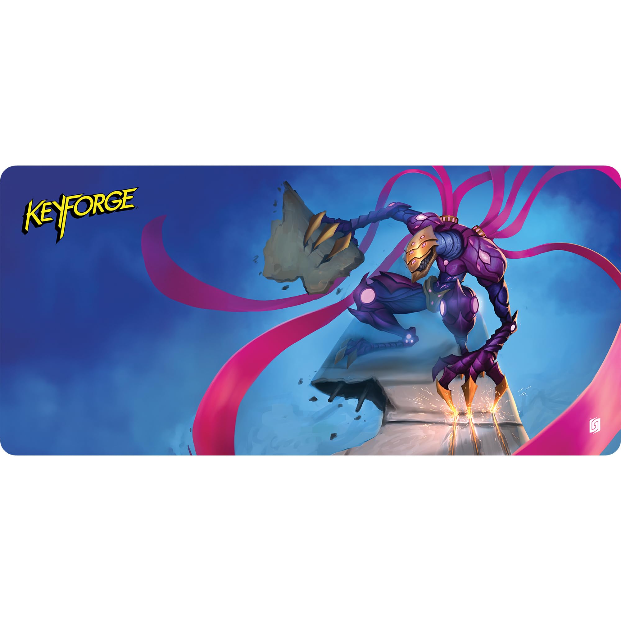 Ghost Galaxy KeyForge: Dis-Clipped Wings Extra-Wide Playmat – 14" x 30" – Durable Rubber Mat with House Brobnar Art – Official KeyForge: Æmber Skies Accessory, Made
