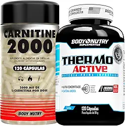 Kit 1x L-Carnitina 2000mg Por Dose Ultra Concentrado Puro 120 Cápsulas L-Tartarato Suplemento Carnitine +1x Active 200mg Cafeina Pote 120 Cápsulas Maxima Concentração Foco Máteria Prima Importada