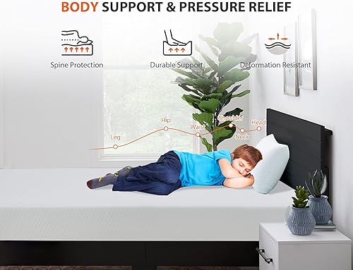 Miniatura 6 de Colchón individual, colchón de espuma viscoelástica de 5681012 pulgadas, colchón de espuma viscoelástica para sueño fresco y alivio de presión,