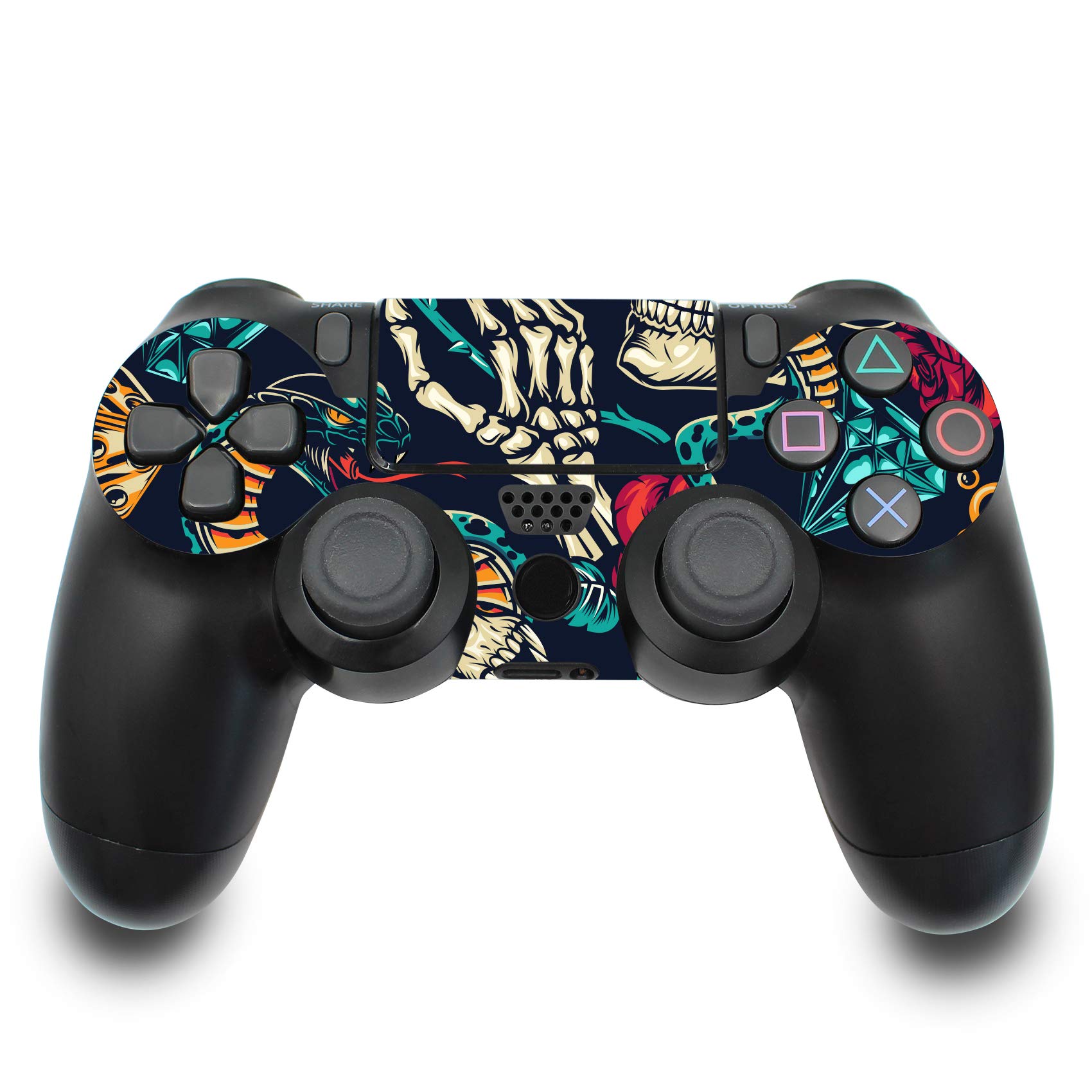 Design Cover Film de protection autocollant en vinyle, anti-rayures, pour console de jeux et boîtier de manette de jeux RX022, spécialement conçu pour PS4 Pro, n° 9, crânes et serpents