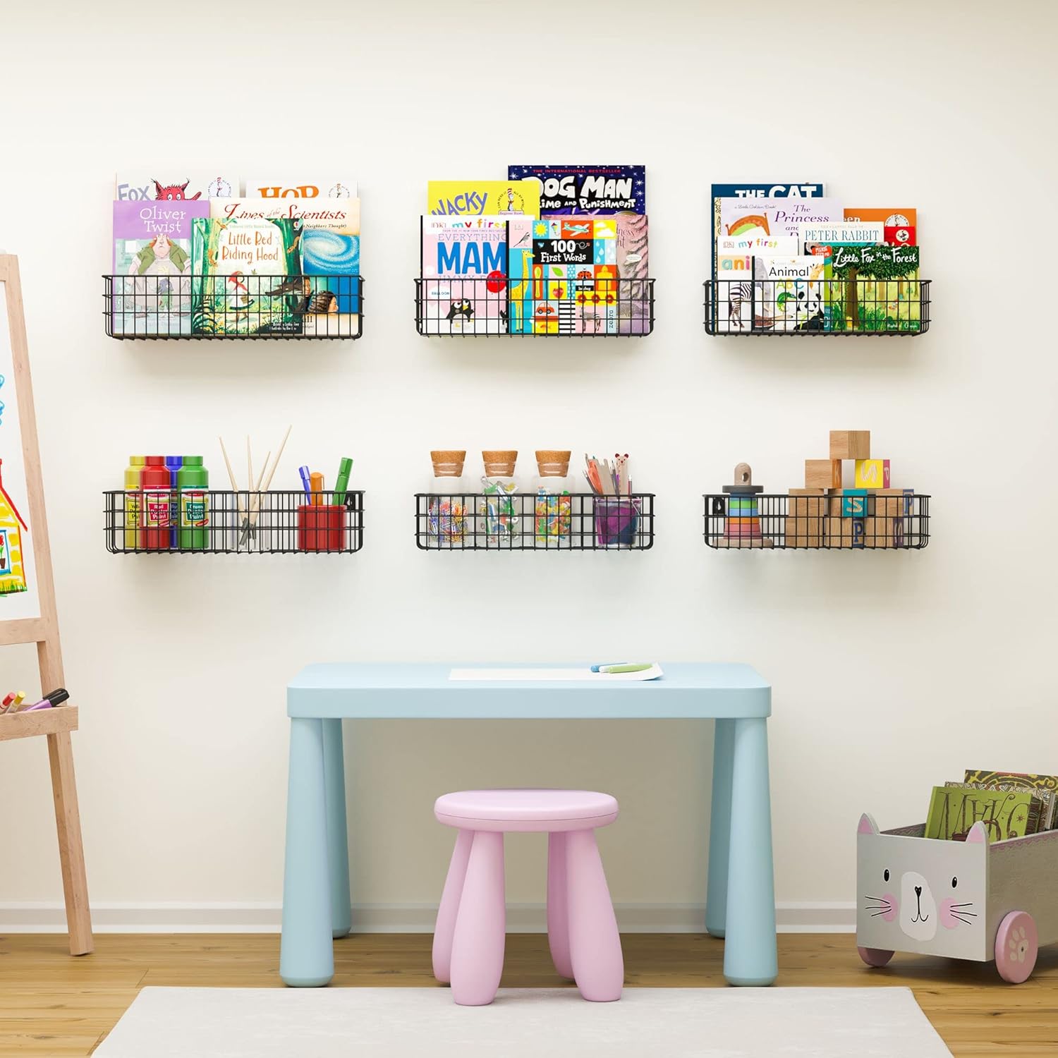 🔥 Flаѕh Sаlе Wall35 Kansas Wall Mounted Black Bookshelf for Kids' Room Decor, Metal Wire Storage Basket Set of 6 (Varying Sizes) Bеѕt Cуbеr Dеаlѕ 🔥 Wall35 Kansas Wall Mounted Black Bookshelf for Kids' Room Decor, Metal Wire Storage Basket Set of 6 (Varying Sizes)