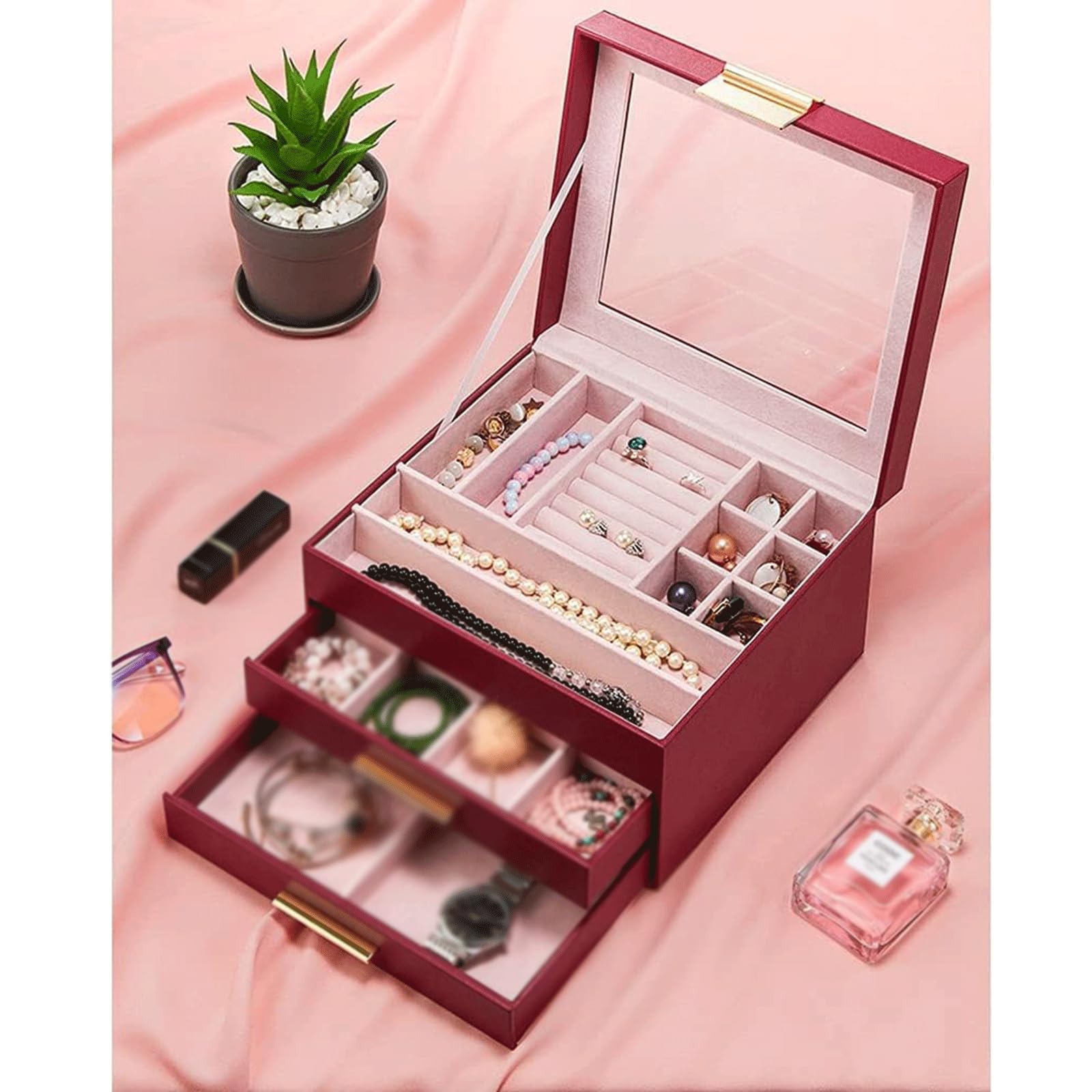 Amazon.co.jp: MUYRJLZX シックなジュエリーボックス ジュエリーケース