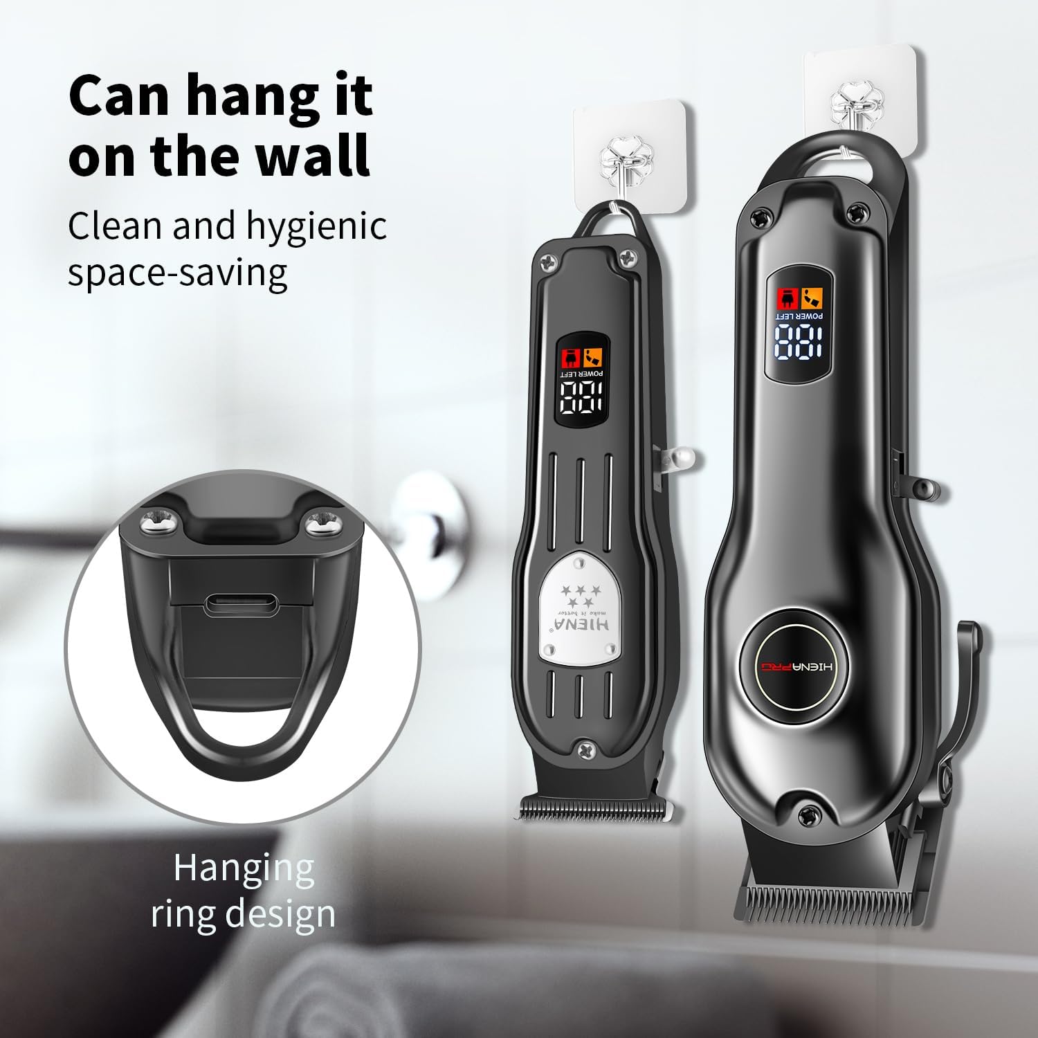 HIENA PRO Professional Hair Clippers Set for Men, Cordless Barber Clipper Berad Trimmer Set, Hair Cutting Machine Kit, Rechargeable Clipper Set for Barbers with LED Display (Black)