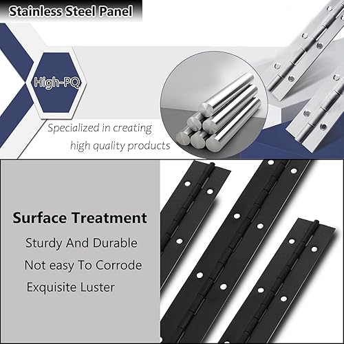 Miniatura 10 de 12 bisagras continuas y de piano de 16 pulgadas, bisagras largas de acero inoxidable de 1.2 pulgadas de ancho abierto, bisagras plegables de 0.04