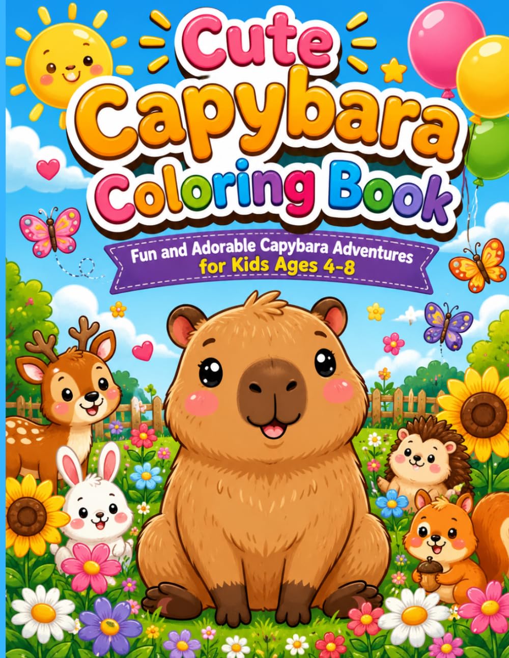 Cute Capybara Coloring Book: Fun and Adorable Capybara Adventures for Kids Ages 4-8