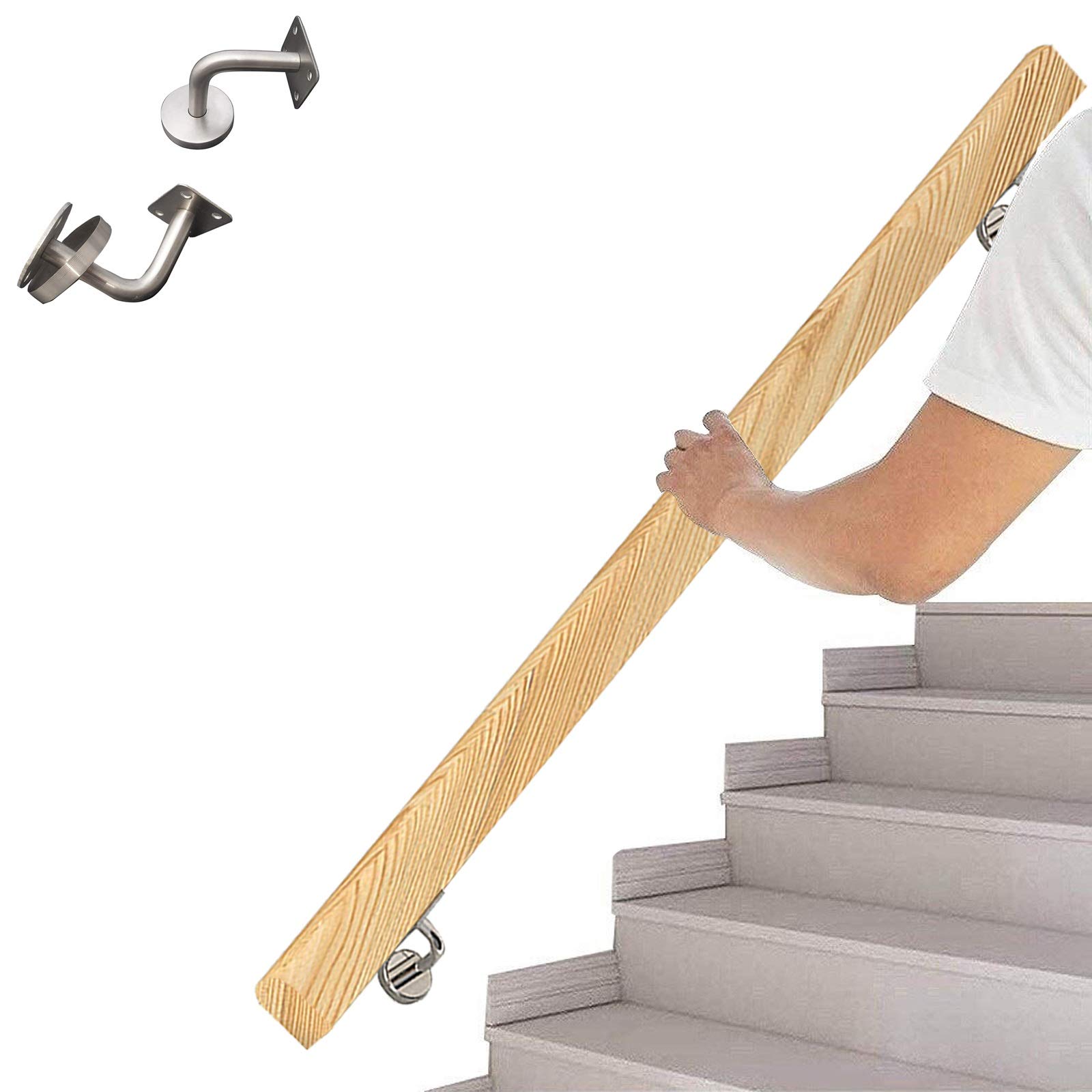 Main courante en bois d'escalier 50x400 cm pour la sécurité du loft
