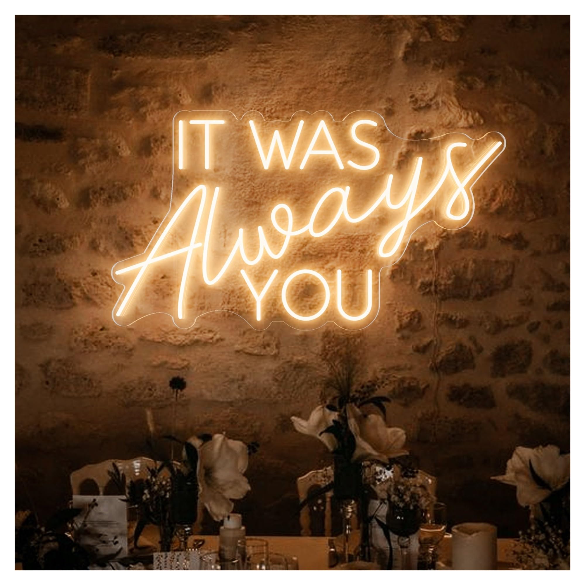 SHOUXI Sign Lamp It was Always You Neon Sign, Suitable for Home Wedding Party Wall Creative Decor 38cm