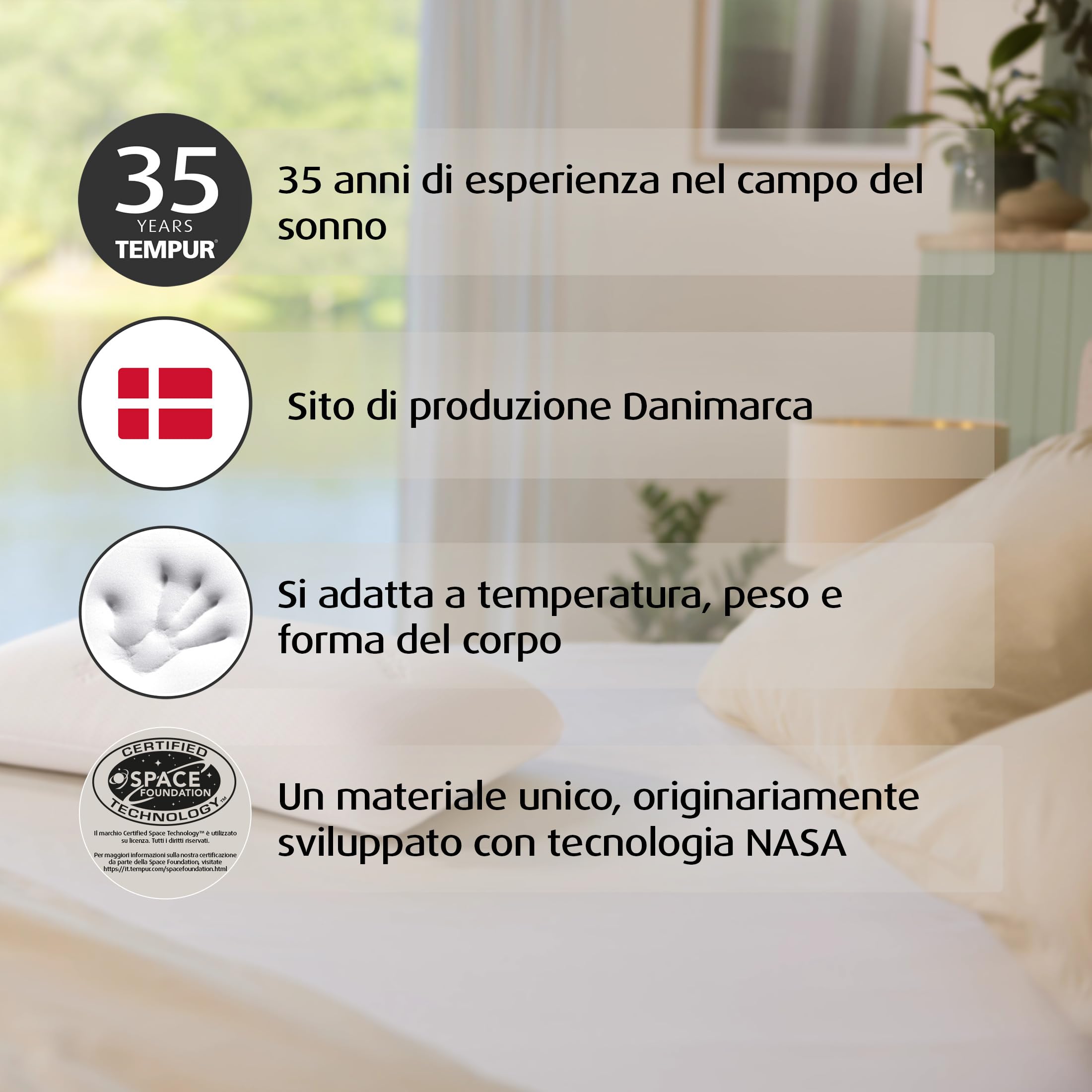 TEMPUR Symphony cuscino in memory foam, cuscino ergonomico di sostegno al collo per chi dorme sulla schiena e sul fianco, sensazione rigido, L (63 x 43 x 14 cm)