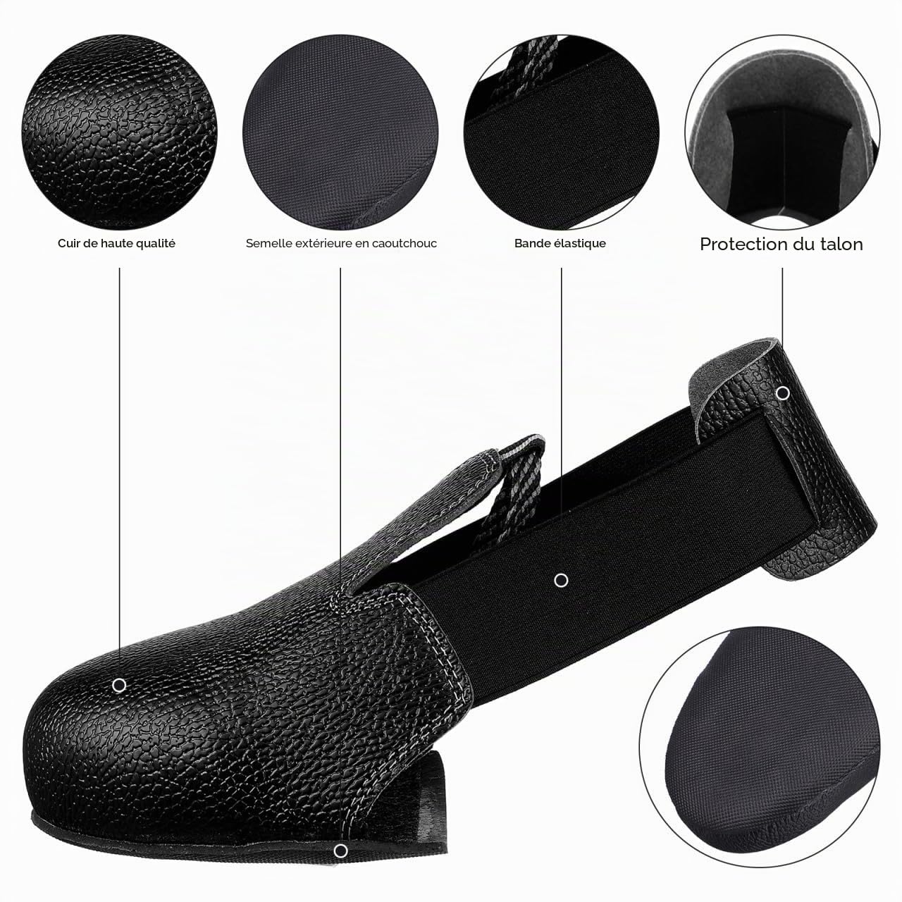 DOITOOL Surchaussures de Sécurité en Cuir - Couvre-Chaussures Coque avec Embout Acier Anti-Écrasement - Protection Pied Antidérapante 36-46 pour Visiteur Chantier, Industrie et Atelier