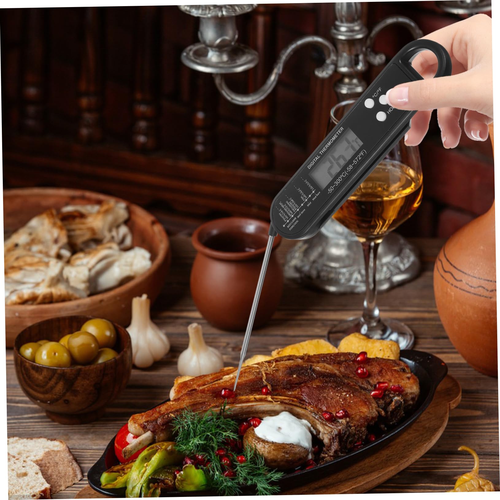 PRETYZOOM Termometro Da Cucina 3 Pezzi Termometro Portatile Gadget Da Cucina Termometro Per Carne Pieghevole Termometro Ad Alta Precisione Termometro Digitale Termometro Da Cucina Per Sonda