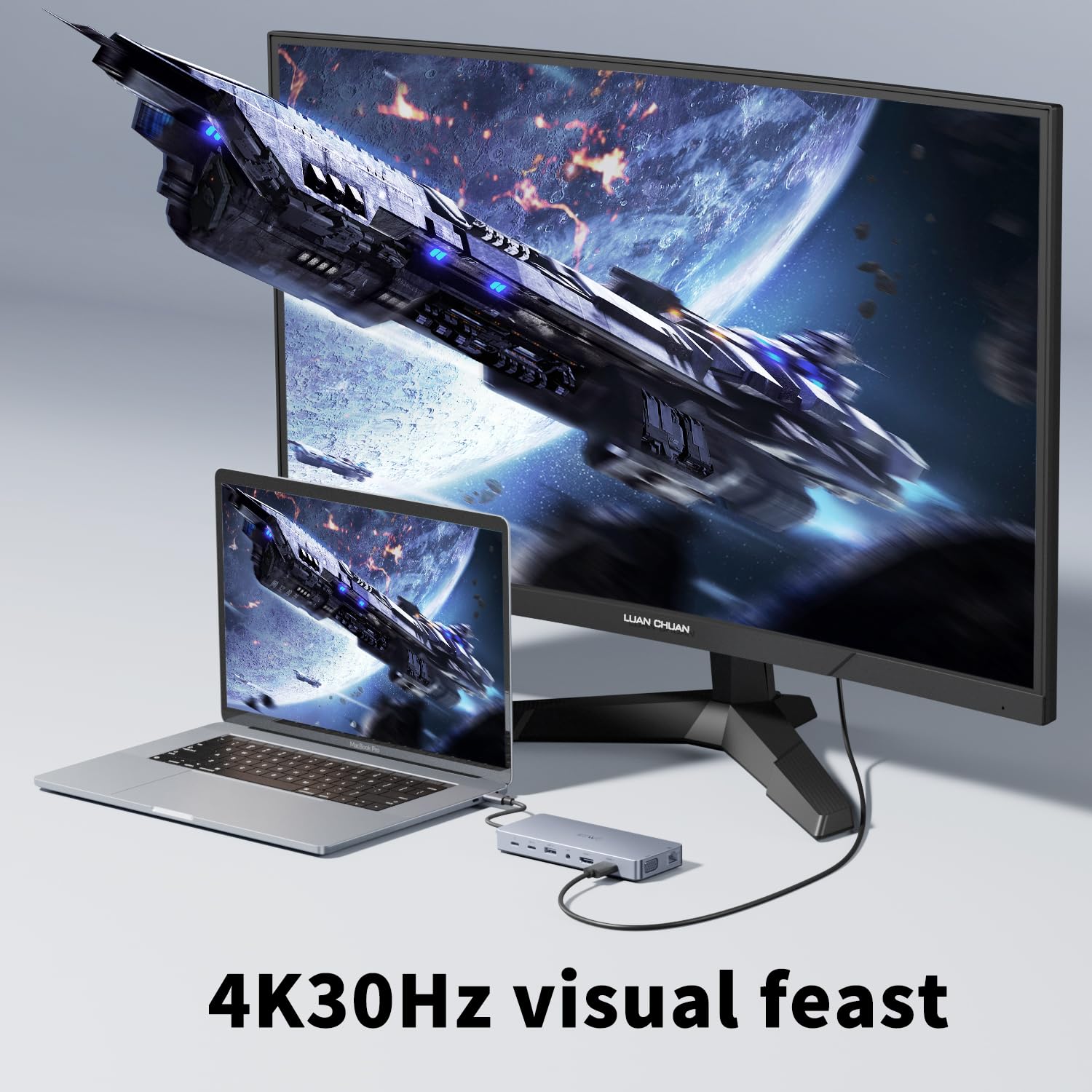 Docking Station USB C,JESWO 14-en-1 Dock USB C vers Dual HDMI, VGA, Ethernet, Mulit USB 3.0&2.0, 100W PD, Type-C Data, SD/TF, AUX Jack pour Windows 11, 10, Mac OS, and iPad OS
