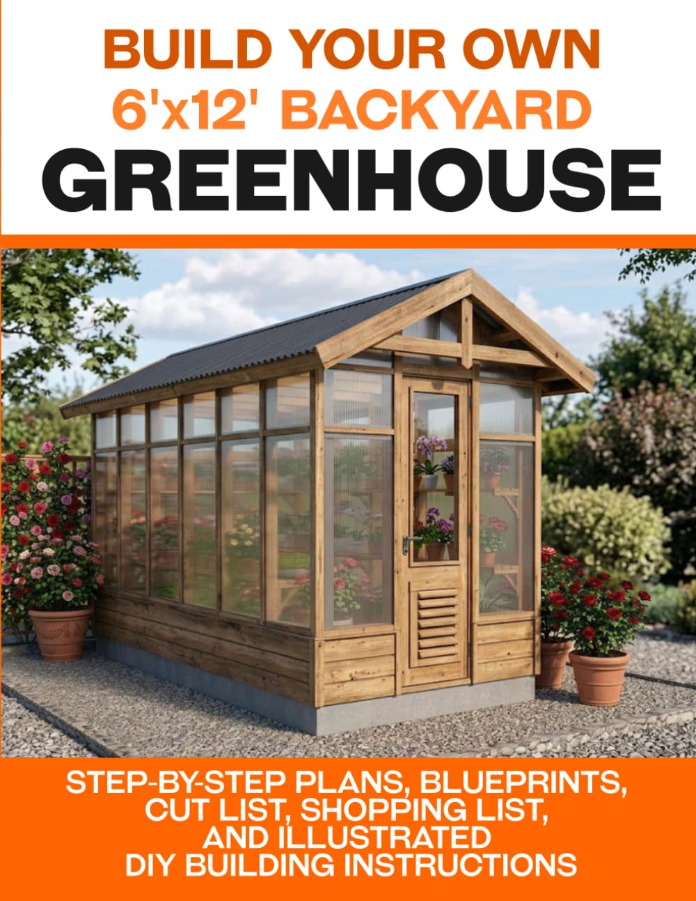 6x12 DIY Greenhouse Plans: A Step-by-Step Guide to Building a Backyard Greenhouse with 3D Illustrations, Blueprints, Material Lists, and Cut Lists