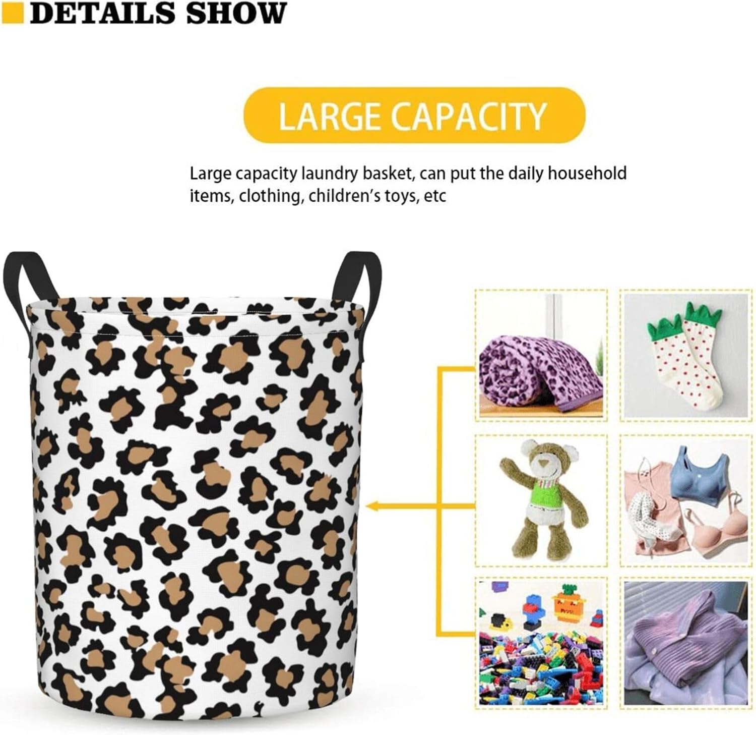 Foruidea Cheetah Leopard Print Laundry Basket,Laundry Hamper,Collapsible Storage Bin, Oxford Fabric Clothes Baskets,Nursery Hamper For Home,Office,Dorm,Gift Basket