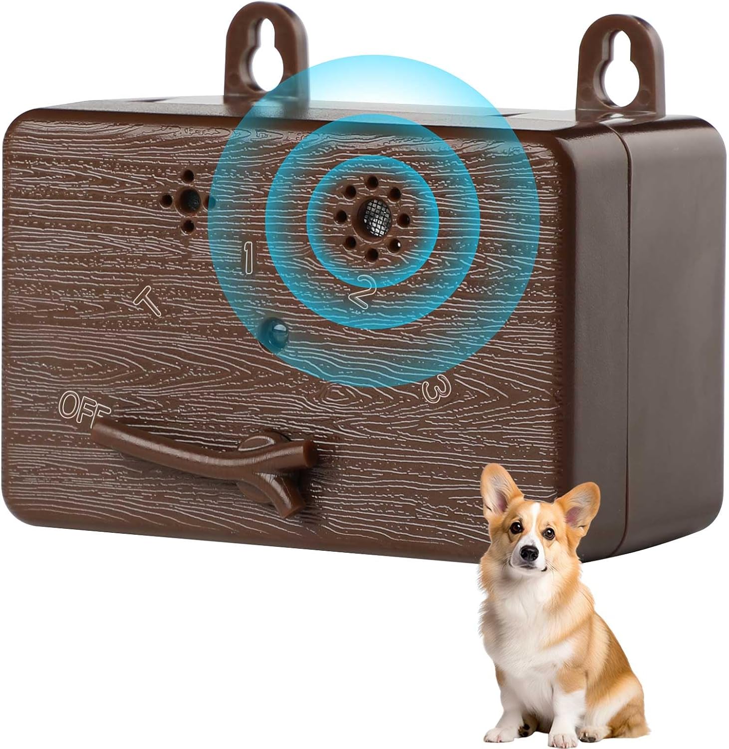 GlossyEnd Anti Barking Device, 50 FT Ultrasonic Dog Barking Control Device, 4 Modes Bark Box,Neighbor Dog Silencer, Dog Barking Silencer for Indoor and Outdoor Use (Brown