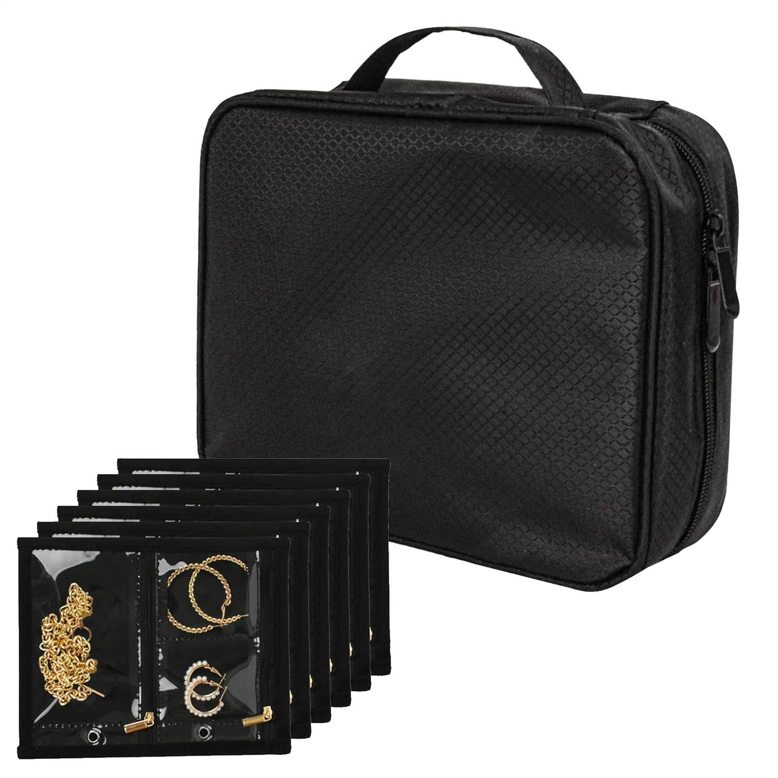 Étui de voyage pour bijoux en tissu Oxford de 30,5 cm avec fermeture éclair et intérieur doux