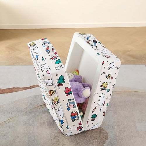 Miniatura 6 de Cama de viaje plegable portátil para niños pequeños, cuna de espuma suave de tela de capa de aire con rieles de seguridad, sin montaje, funda