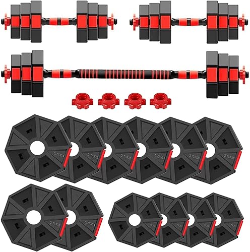 Miniatura 1 de Juego de mancuernas de peso ajustable  Juego de mancuernas 3 en 1, mancuernas de peso libre de 88 libras con barra de conexión antideslizante para