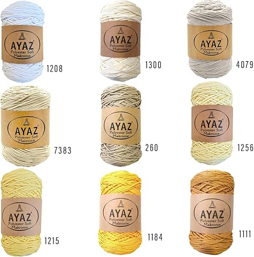 1213 - Cuerda de macramé de 0.118 in, poliéster suave de color, 8.82 oz 574.1 ft, cuerda para colgar en la pared, bolsa, hilo de ganchillo y tejer