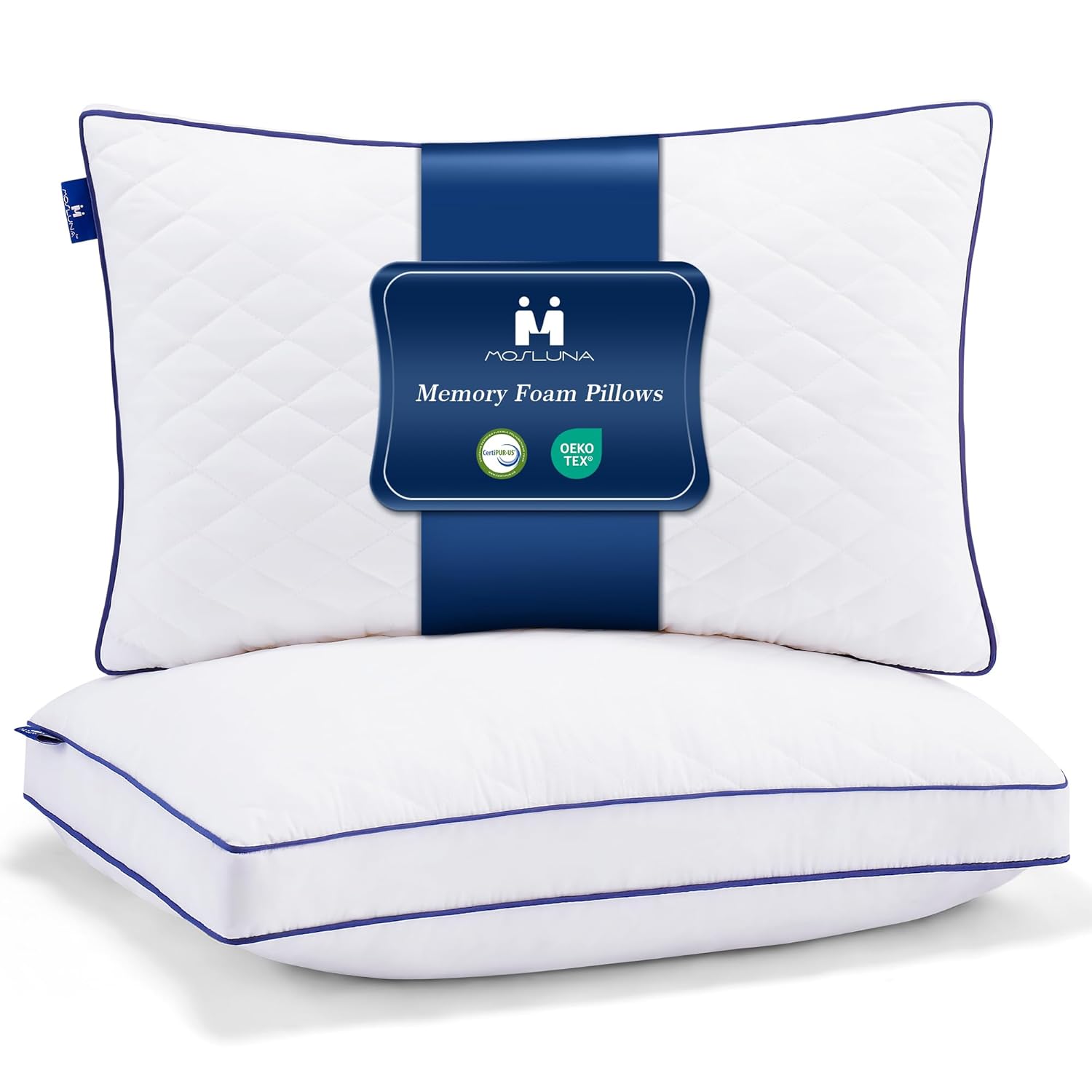 Mosluna Shredded Memory Foam Pillows King Size Set of 2 Soft Bed Pillow for Side and Back Sleepers