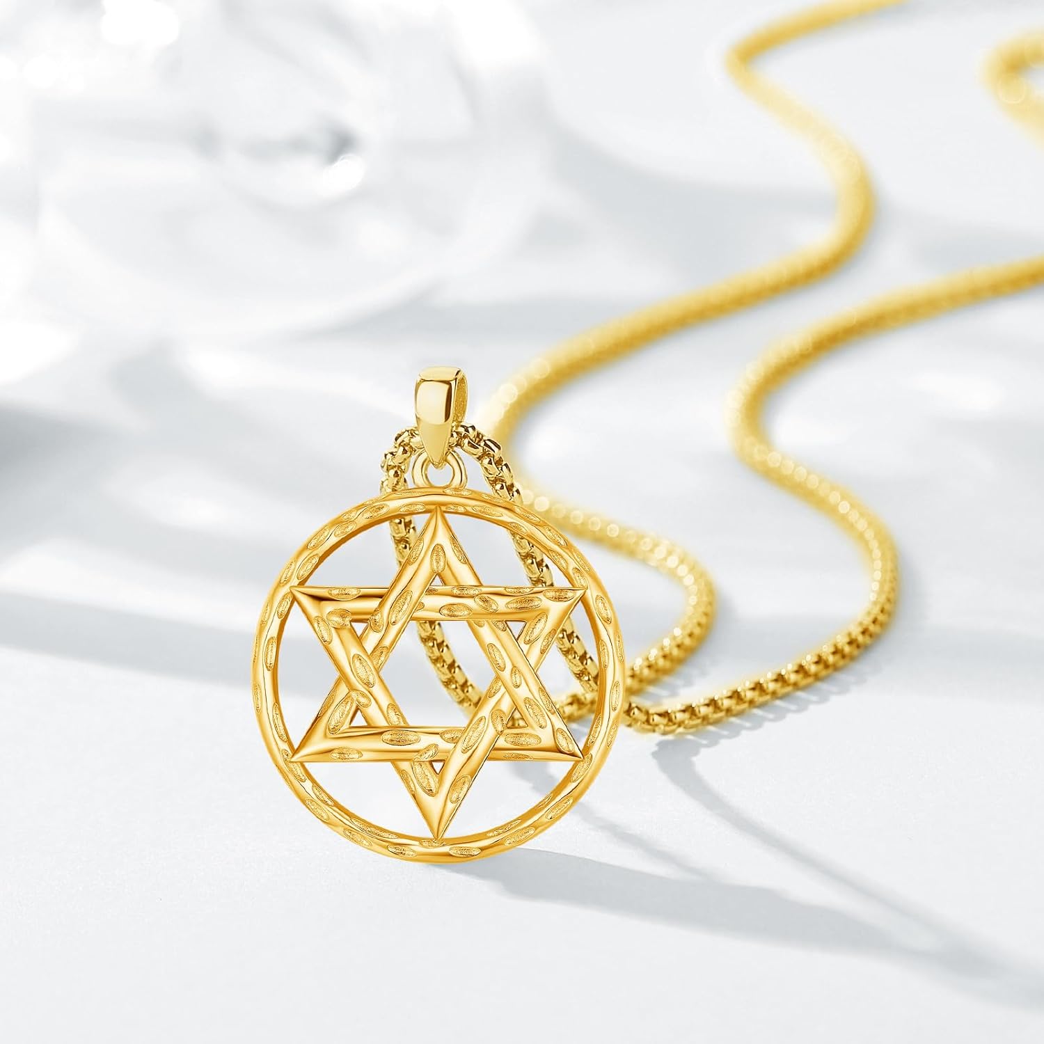 Star of David Pendant Necklace for Women Men, 925 Sterling Silver Jewish Star Necklace with 22 inches Stainless Steel Chain - Image 2