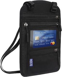 Travel Passport Holder Family Passport Wallet RFID Blocking, Men Women Portable Black Passport Travel Organizer Travel Document Bag Pouch Ticket Wallet with Strap, Travel Essentials for Flying