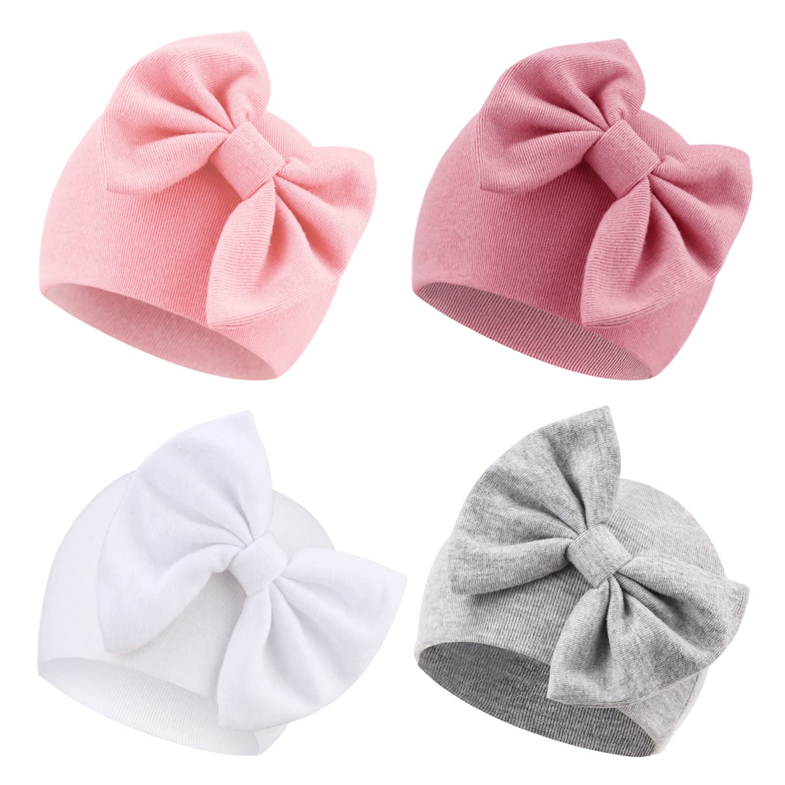 DRESHOW Sombreros para Bebés Recién Nacidos Sombrero de Hospital Gorro Gorros con Lazo para Bebés de 0 a 6 meses