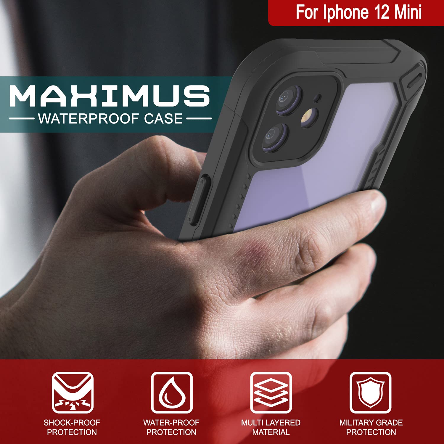 Amazon.co.jp: PunkCase iPhone 12 Mini用 防水 ケース [Maximus