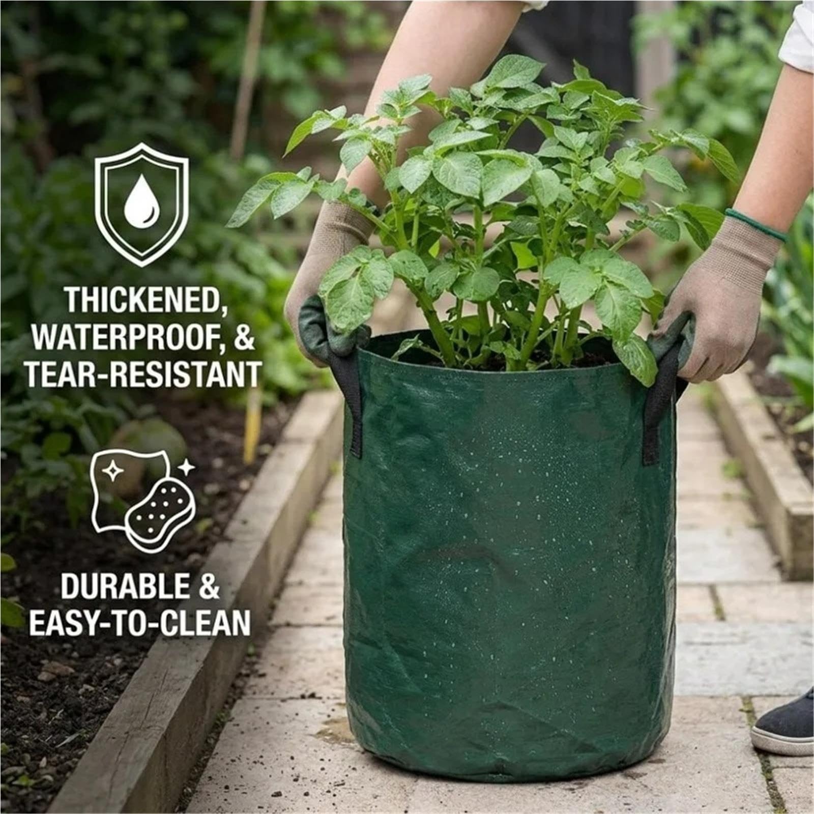 Stofftopf 7/10 Gallonen Kartoffelzuchtbeutel | Mit Klappfenster und Griffen(7 Gallon,3PCS)
