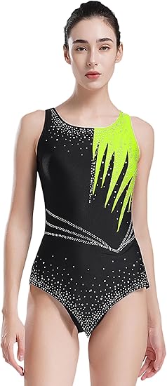 Miutii 3-teiliges Mädchen Turnanzug Set - Glitzer Gymnastikanzug Mit BH & Hose