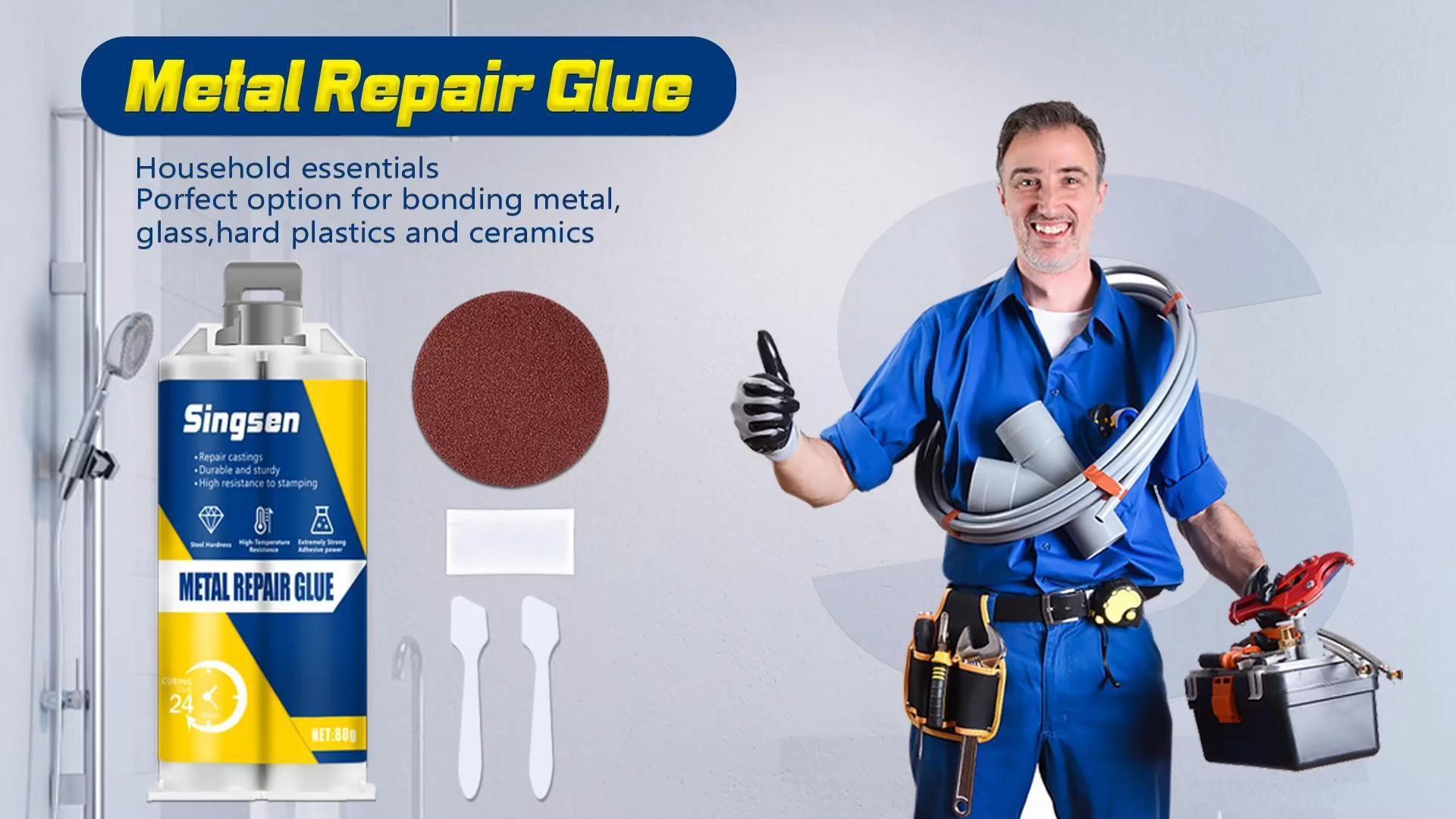 Image of Metal Repair Glue, 80g Metal Epoxy Glue Heavy Duty, High-Temp Resistant, Bonds Metals, Plastics, Stainless Steel & Aluminum Alloy for DIY Crafts & Repairs