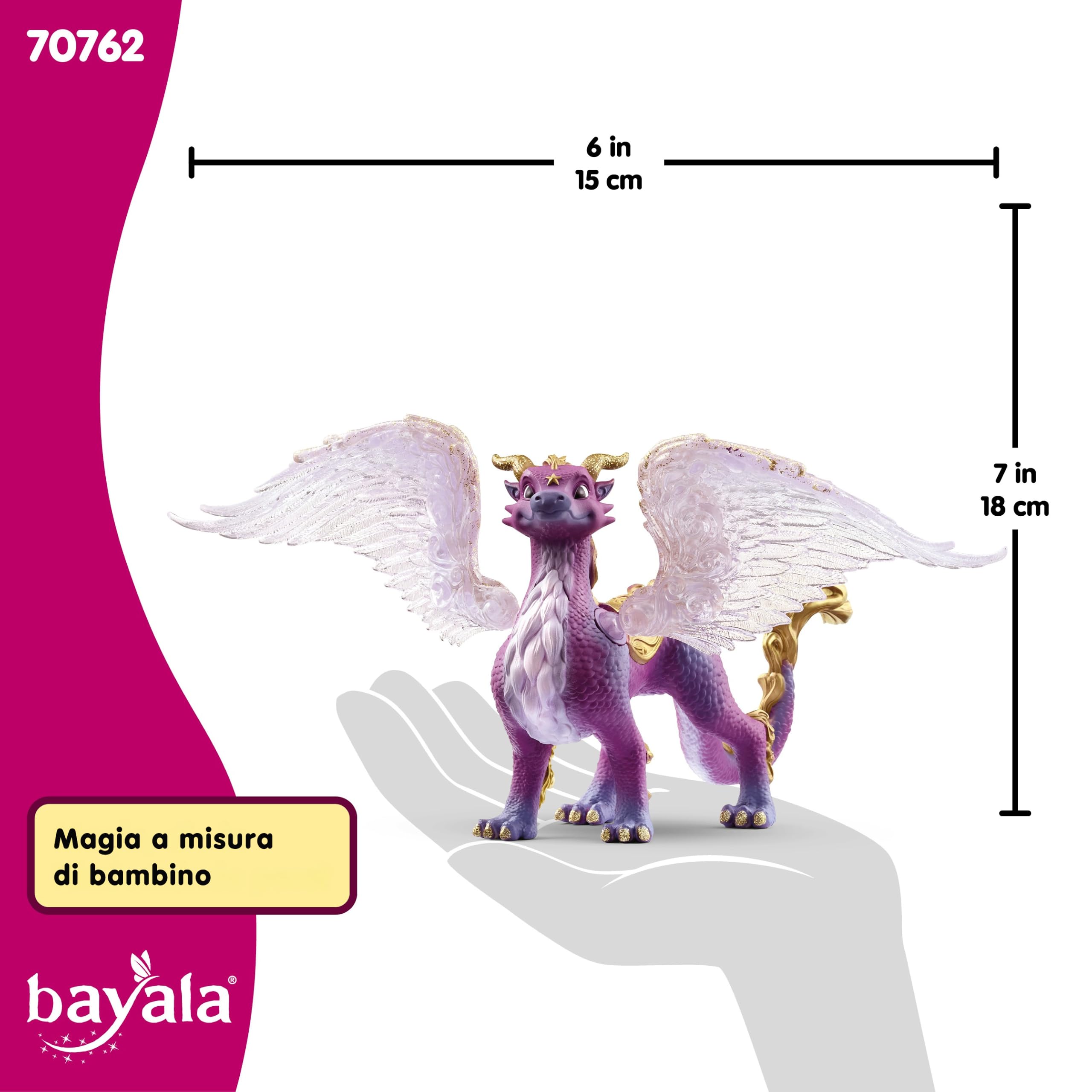SCHLEICH BAYALA | Drago del Cielo Notturno 70762 | Figura dettagliata con Ali mobili e Trasparenti & Magnete Integrato | Idea Regalo per Bambini | Giocattolo dai 5 Anni | 15 x 10 x 18 cm