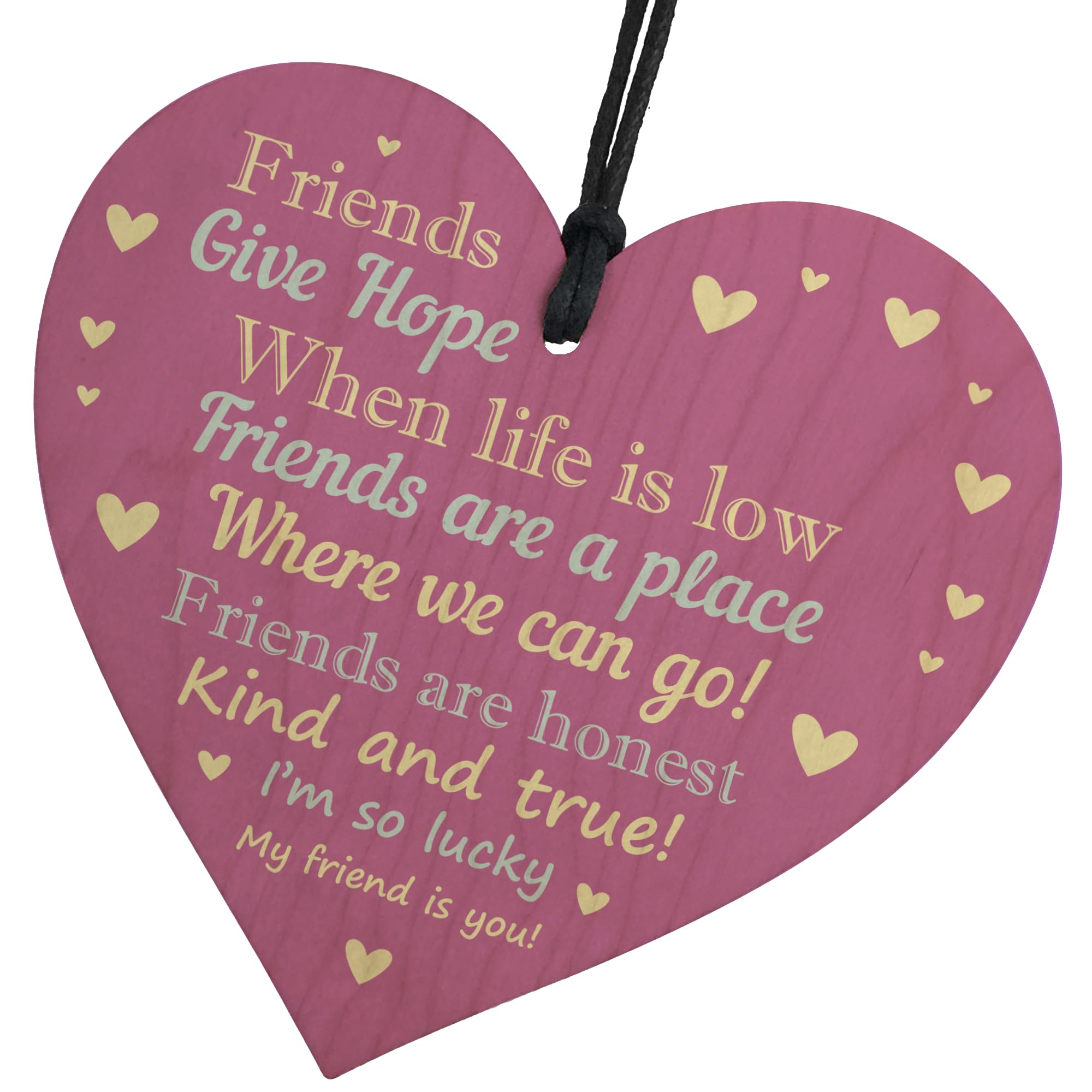 Red Ocean Best Friend Present For Women Friendship Gift Birthday Thinking of You Wooden Heart Hanging Plaque Inspirational Quote Special Motivational Ornament Decoration