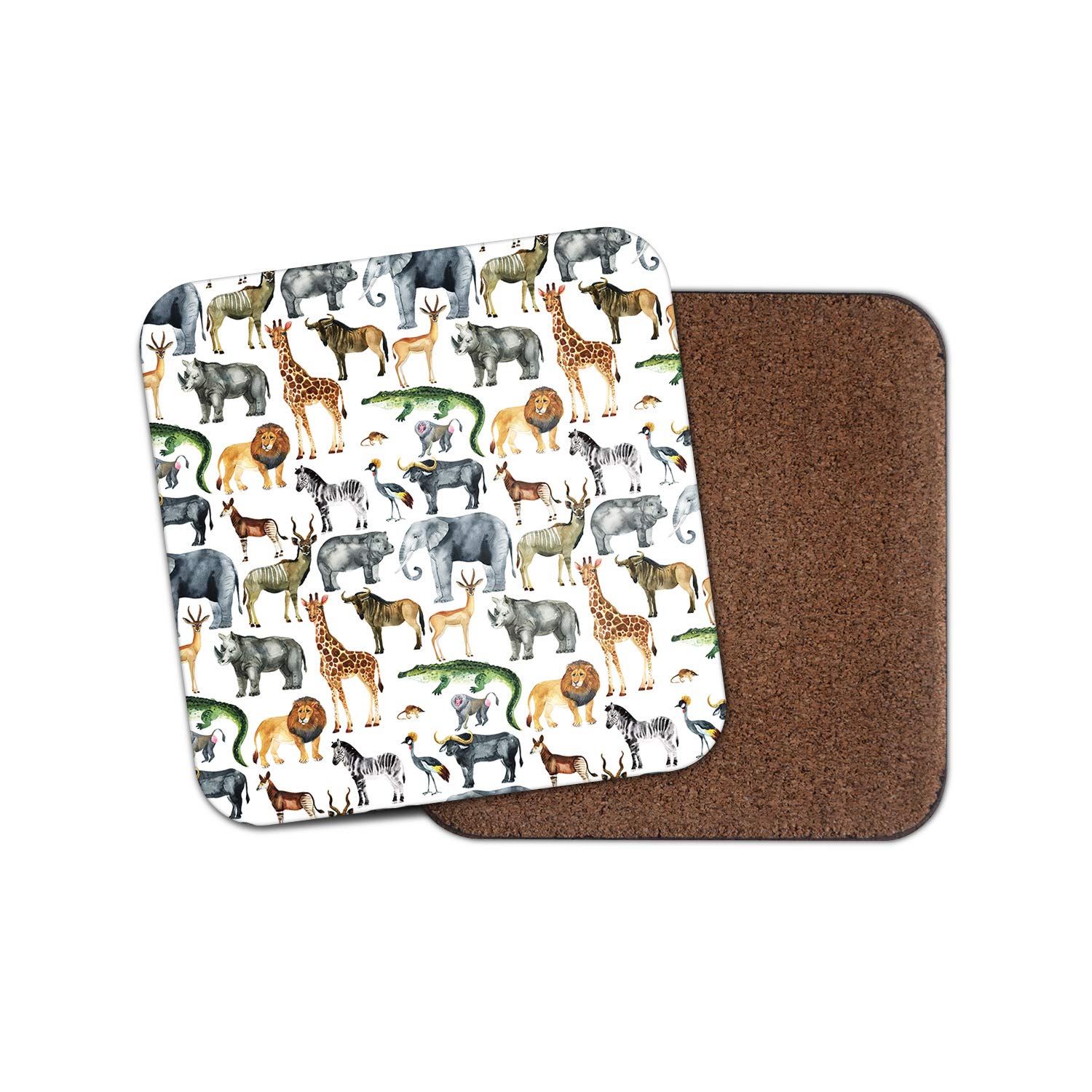 1 x Zoo Animals Coaster - Wild Elephant Zebra Lion Rhino Giraffe Kids #15319