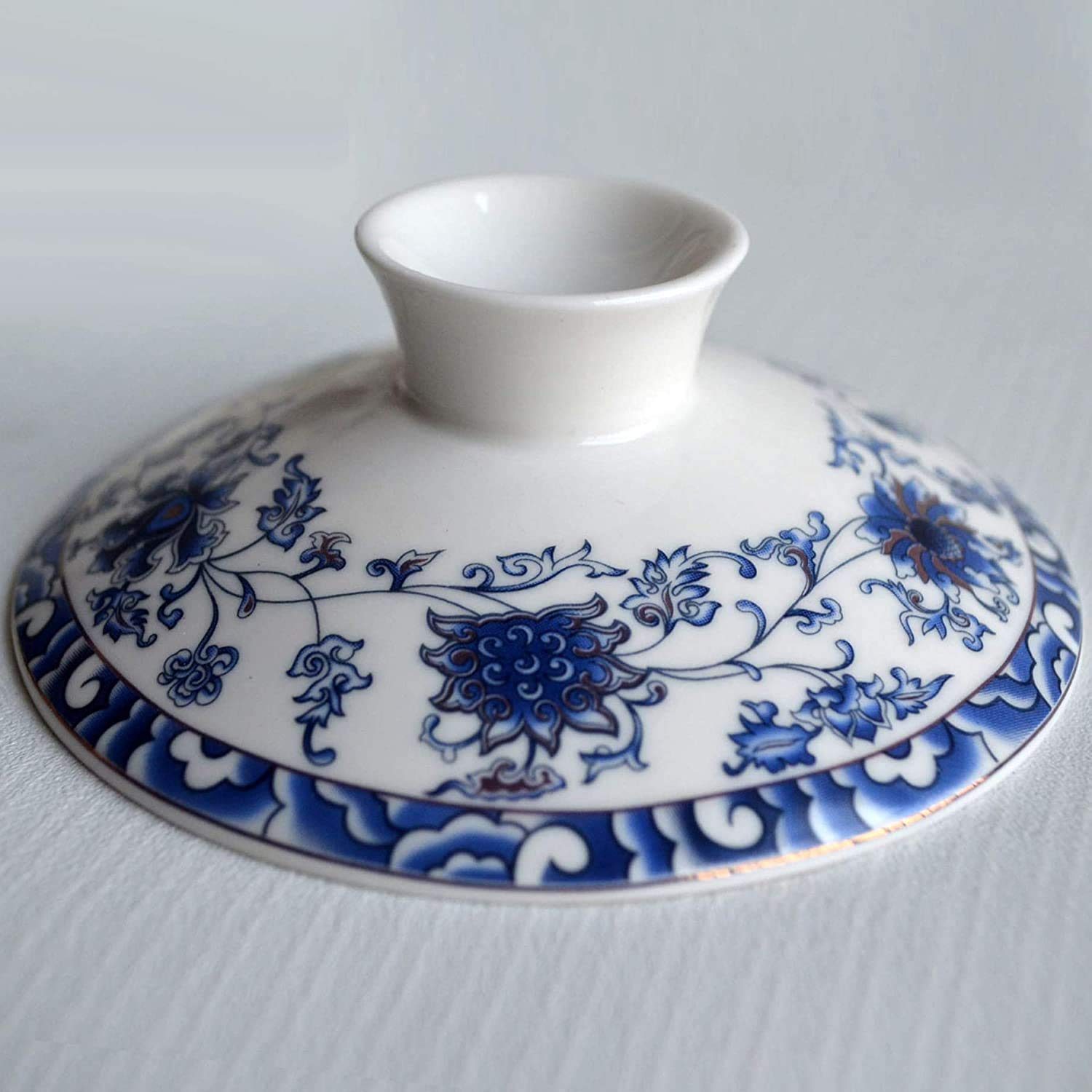 10 uncji duży, porcelanowy kubek do herbaty Kung Fu i spodek z pokrywką, chińskie tradycyjne, miska na herbatę (1#)