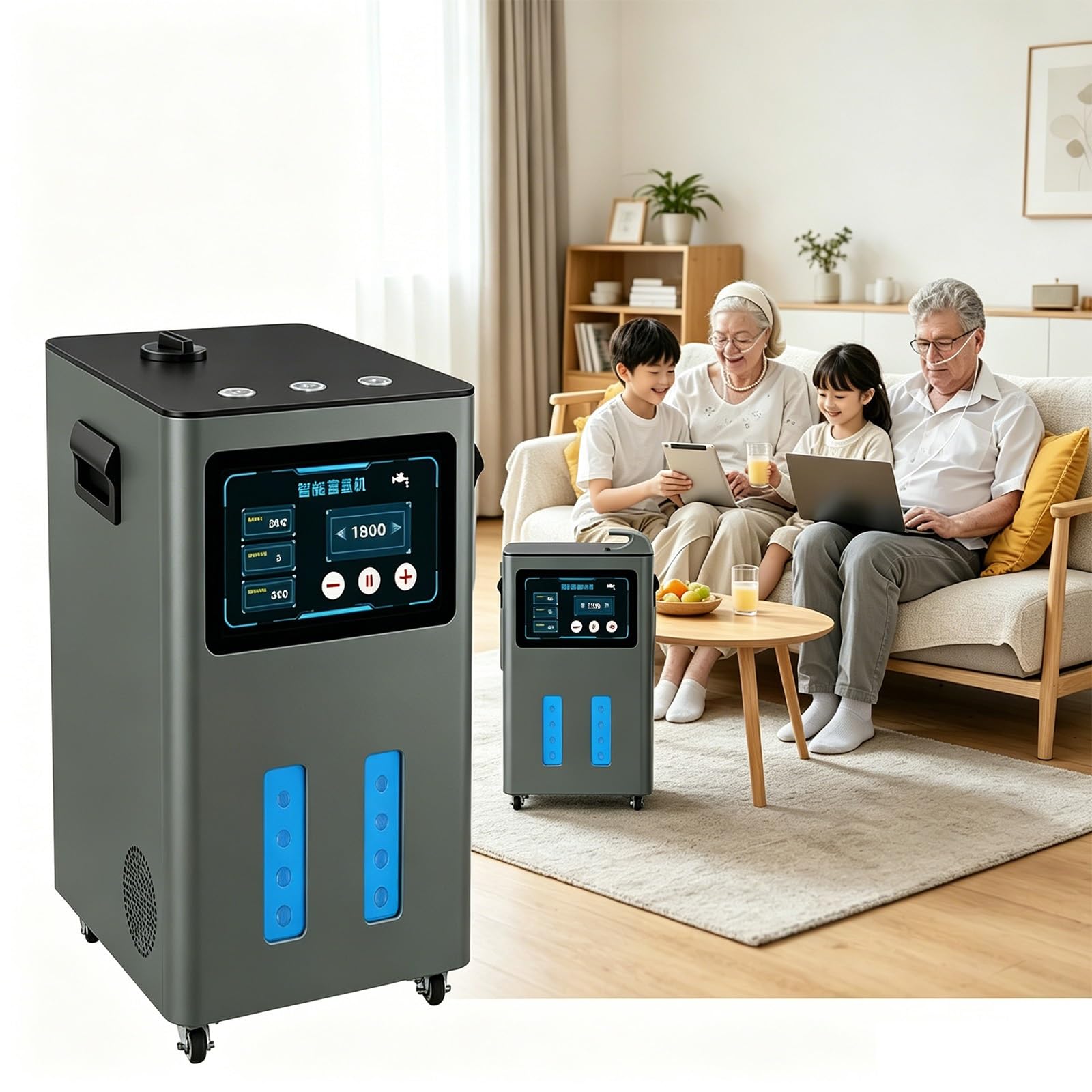 Drei-Port-Inhalator, Wasserstoff-Inhalationsgerät, Siebenstufige Gas-Flüssigkeits-Trennung, Beschleunigt Die Wasserstoffproduktion, Geeignet Für Den Heimgebrauch | Gunmetal,3000ml/min